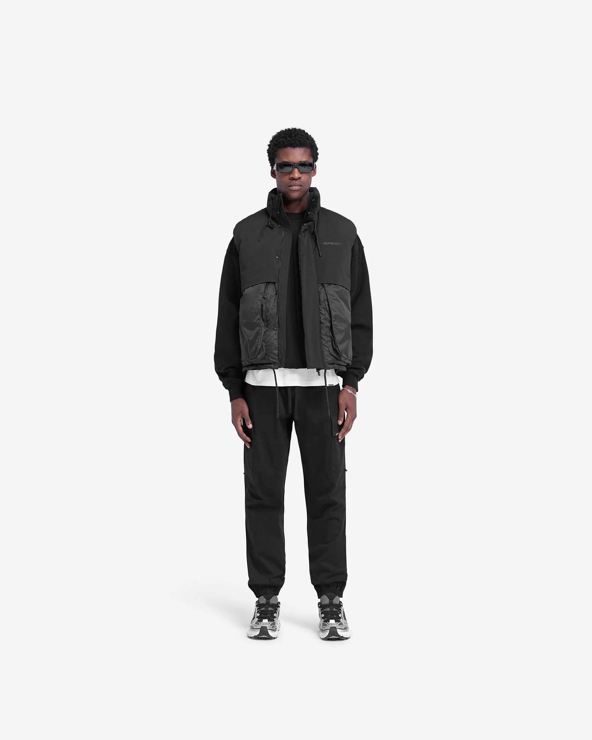 Layered Puffer Gilet - Jet Black - Image 5