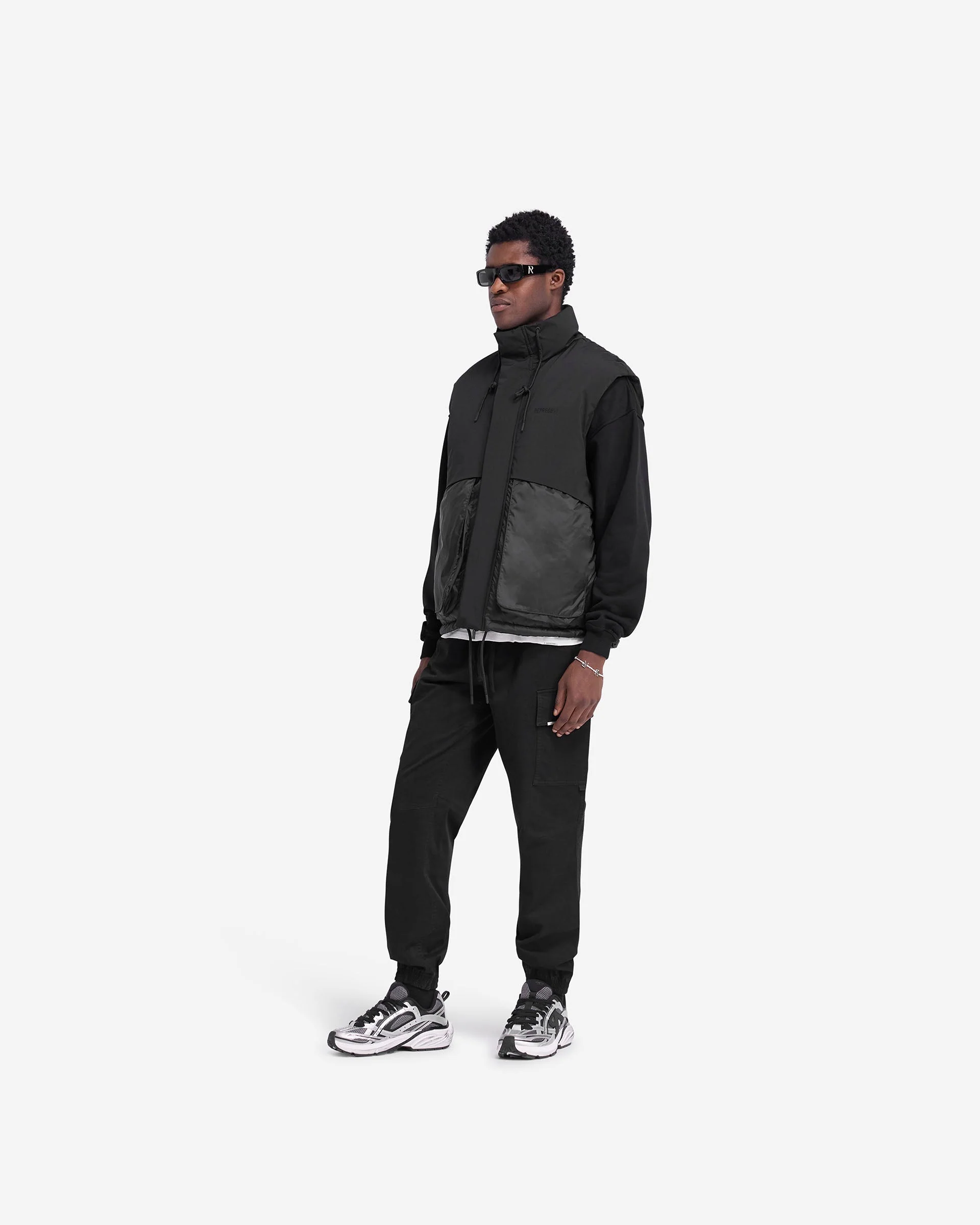 Layered Puffer Gilet - Jet Black - Image 6
