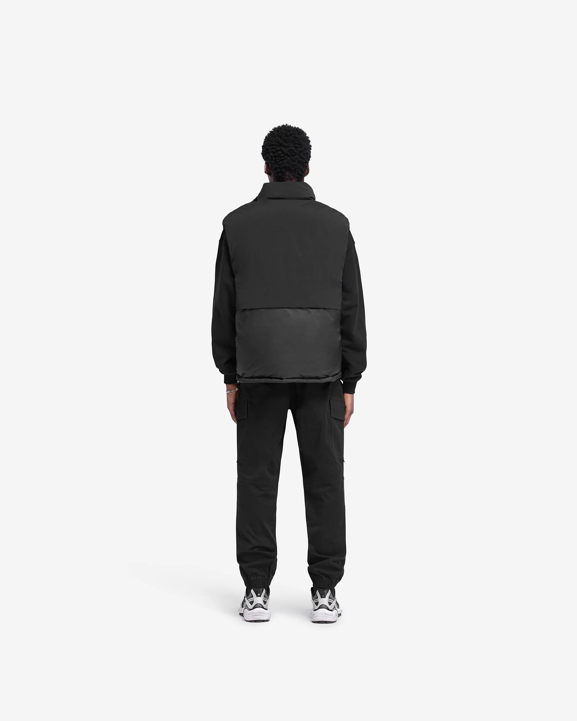 Layered Puffer Gilet - Jet Black - Image 7