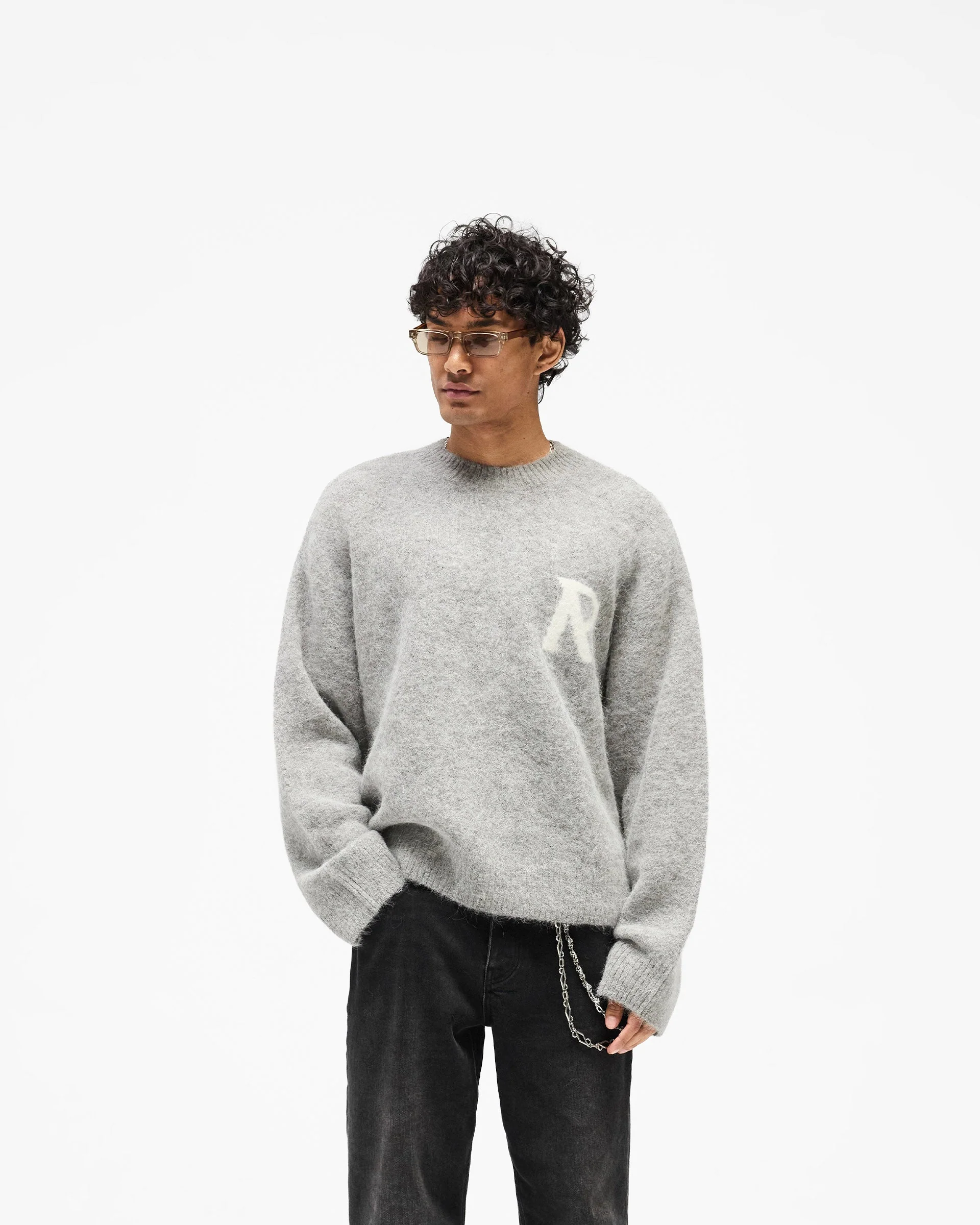 Logo Knit Sweater - Grey - Image 3