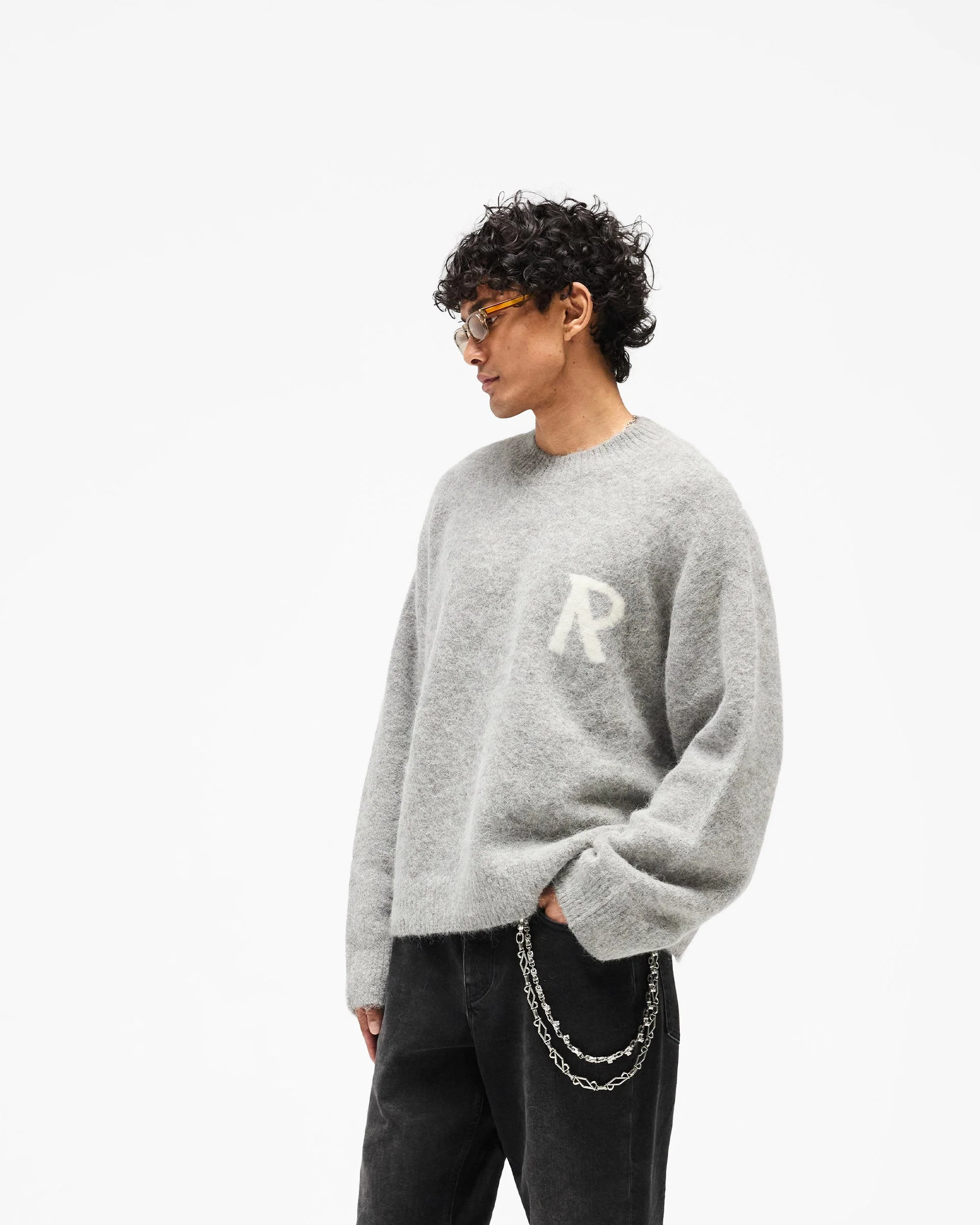 Logo Knit Sweater - Grey - Image 4