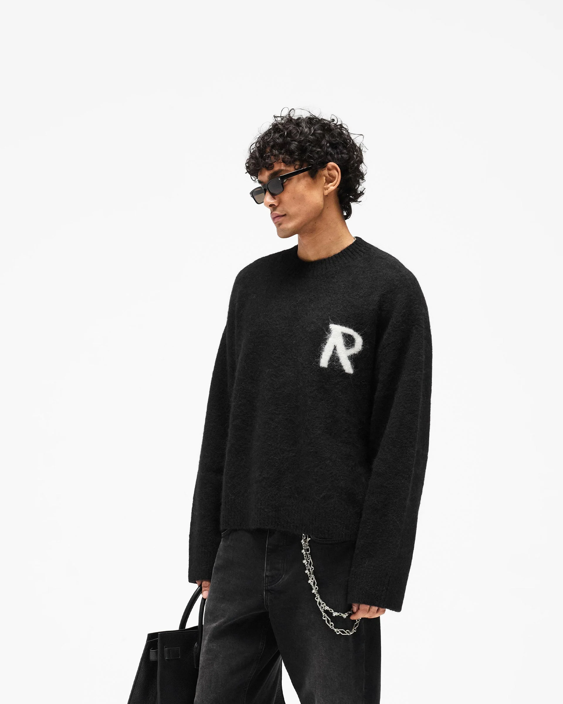 Logo Knit Sweater - Jet Black - Image 4