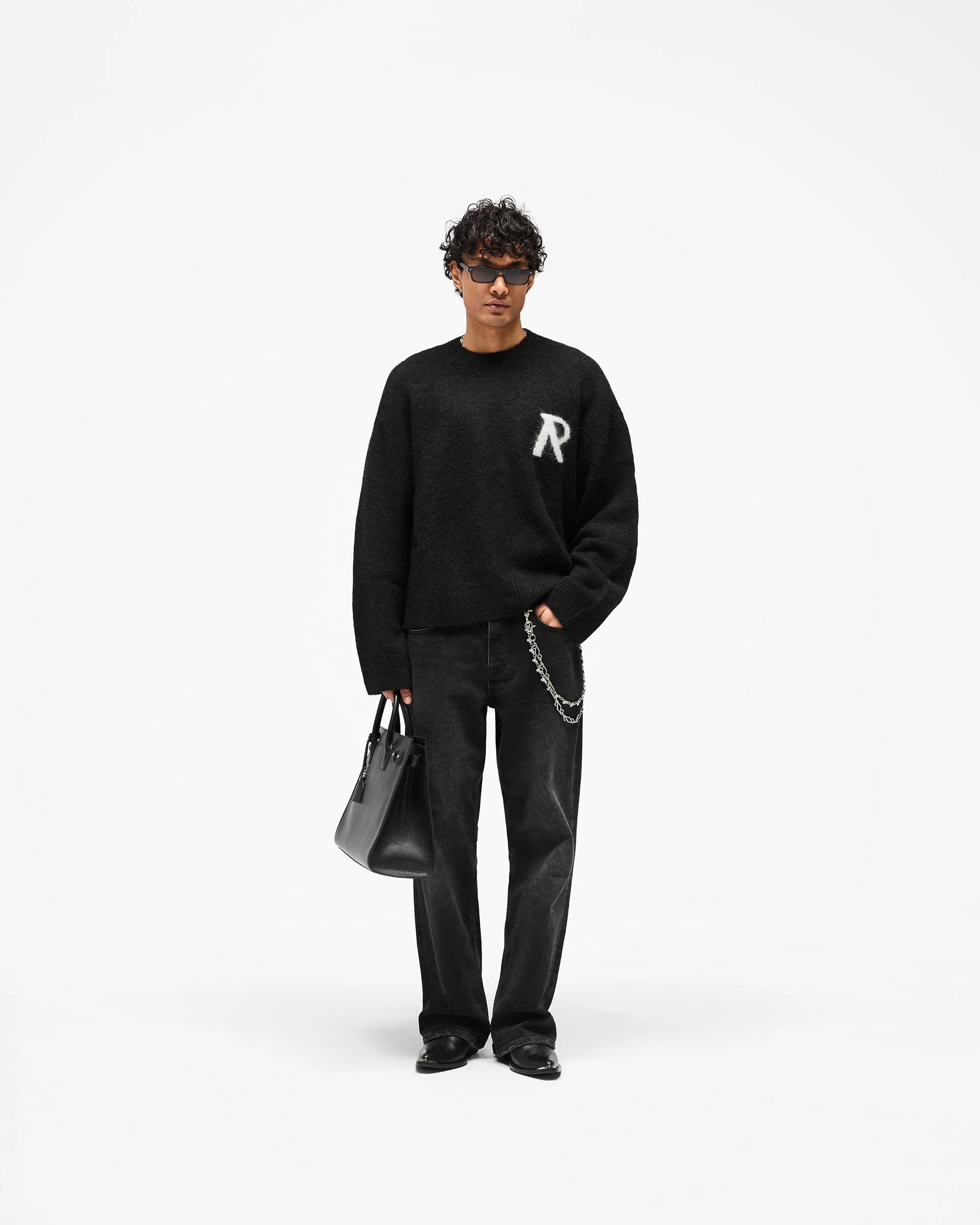 Logo Knit Sweater - Jet Black - Image 8