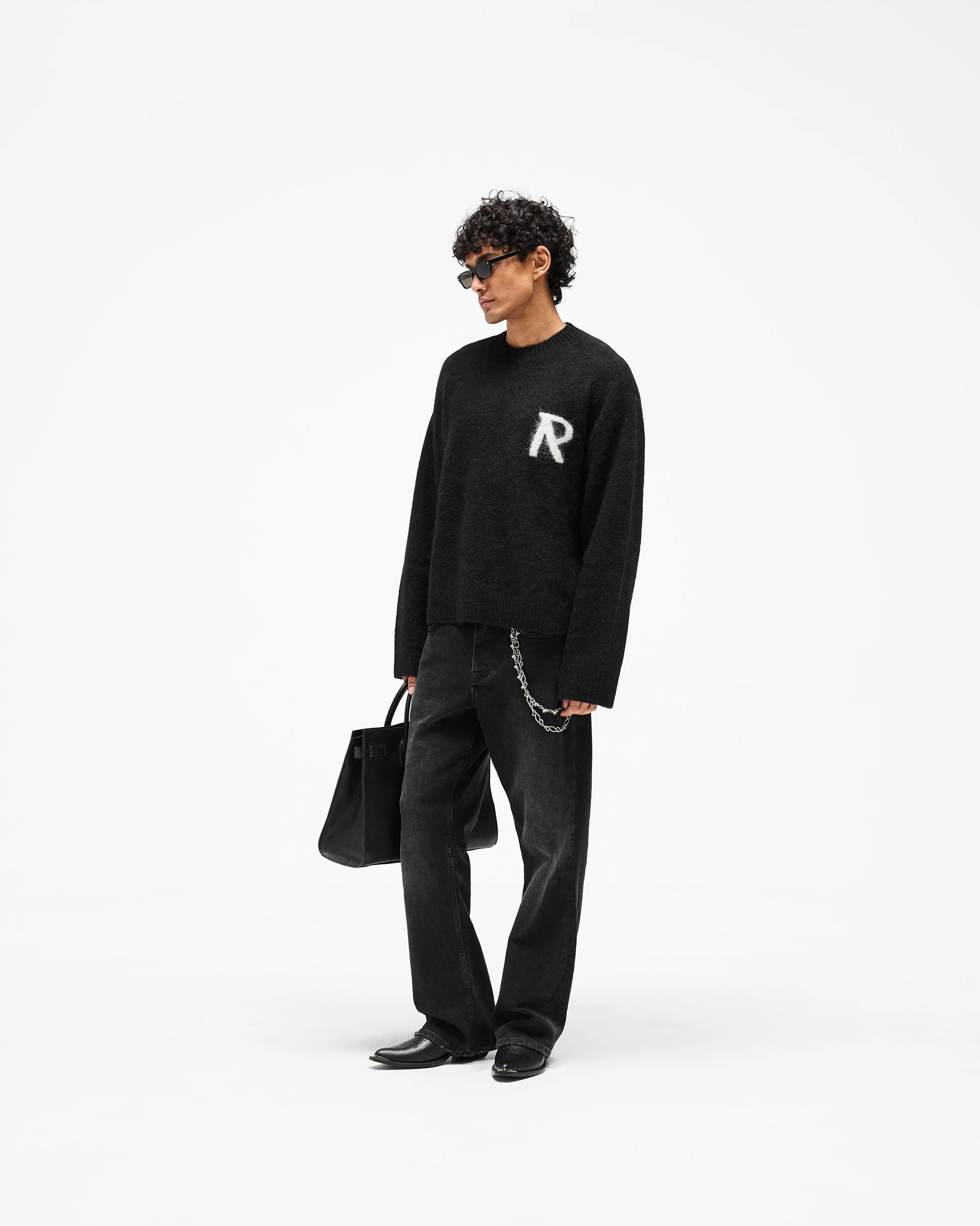 Logo Knit Sweater - Jet Black - Image 9