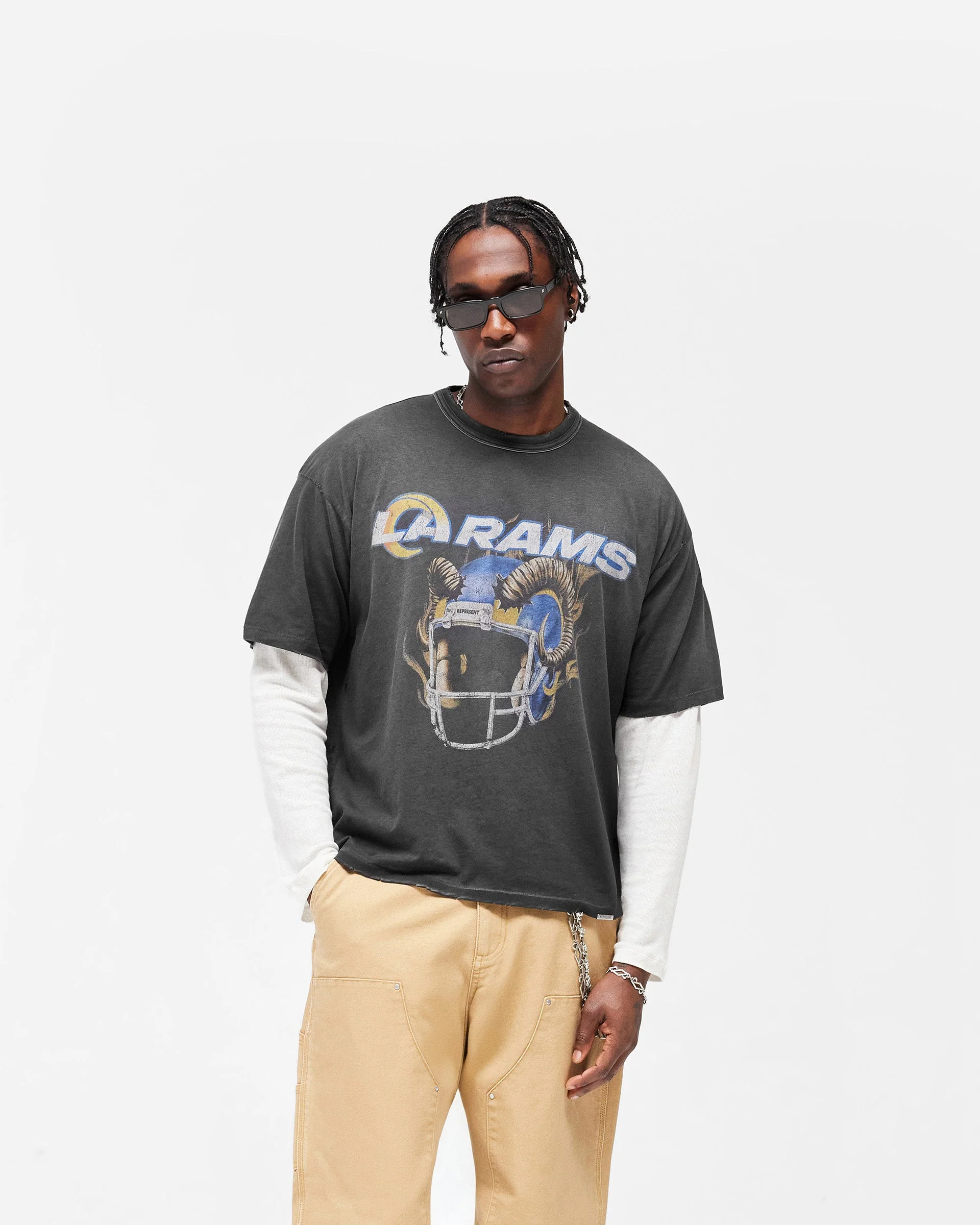 Los Angeles Rams x Represent T-Shirt - Stained Black - Image 3