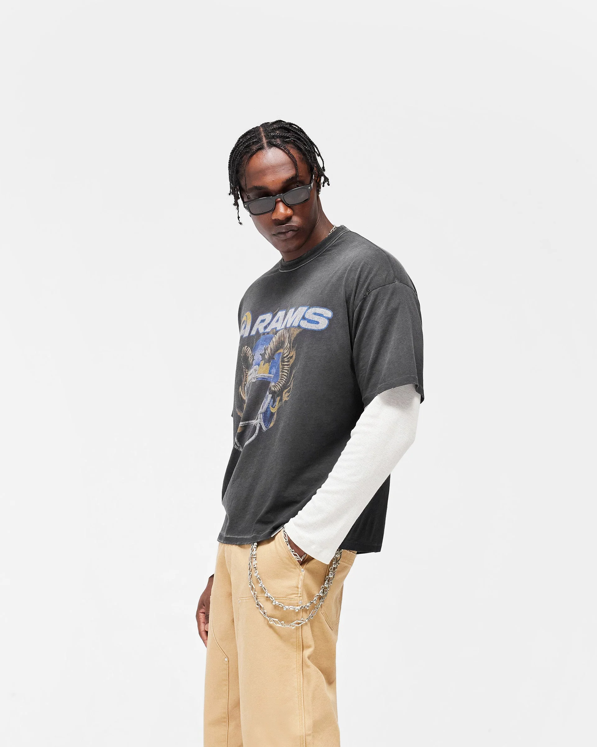 Los Angeles Rams x Represent T-Shirt - Stained Black - Image 5
