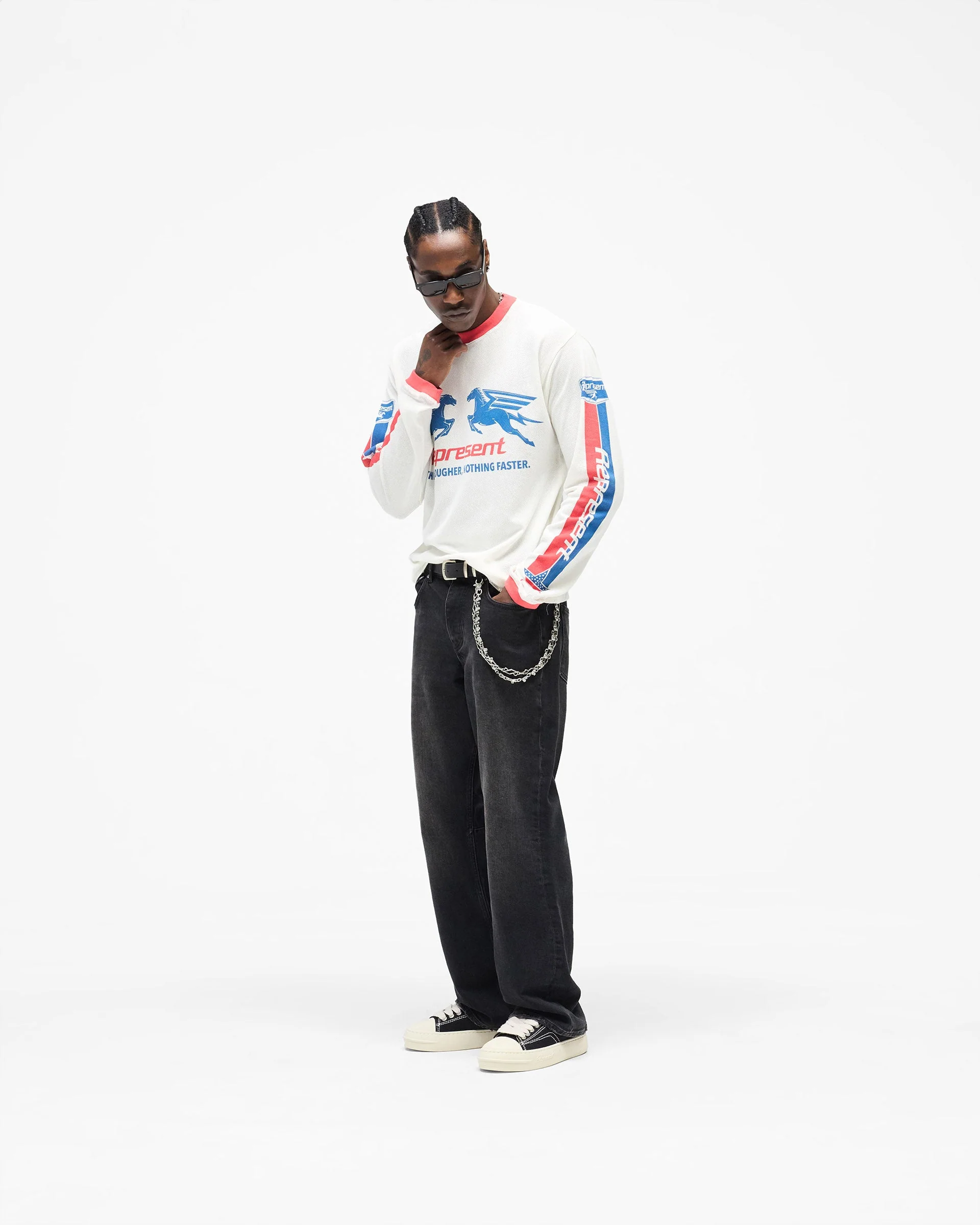 Mesh Pegasus Long Sleeve T-Shirt - Flat White - Image 11