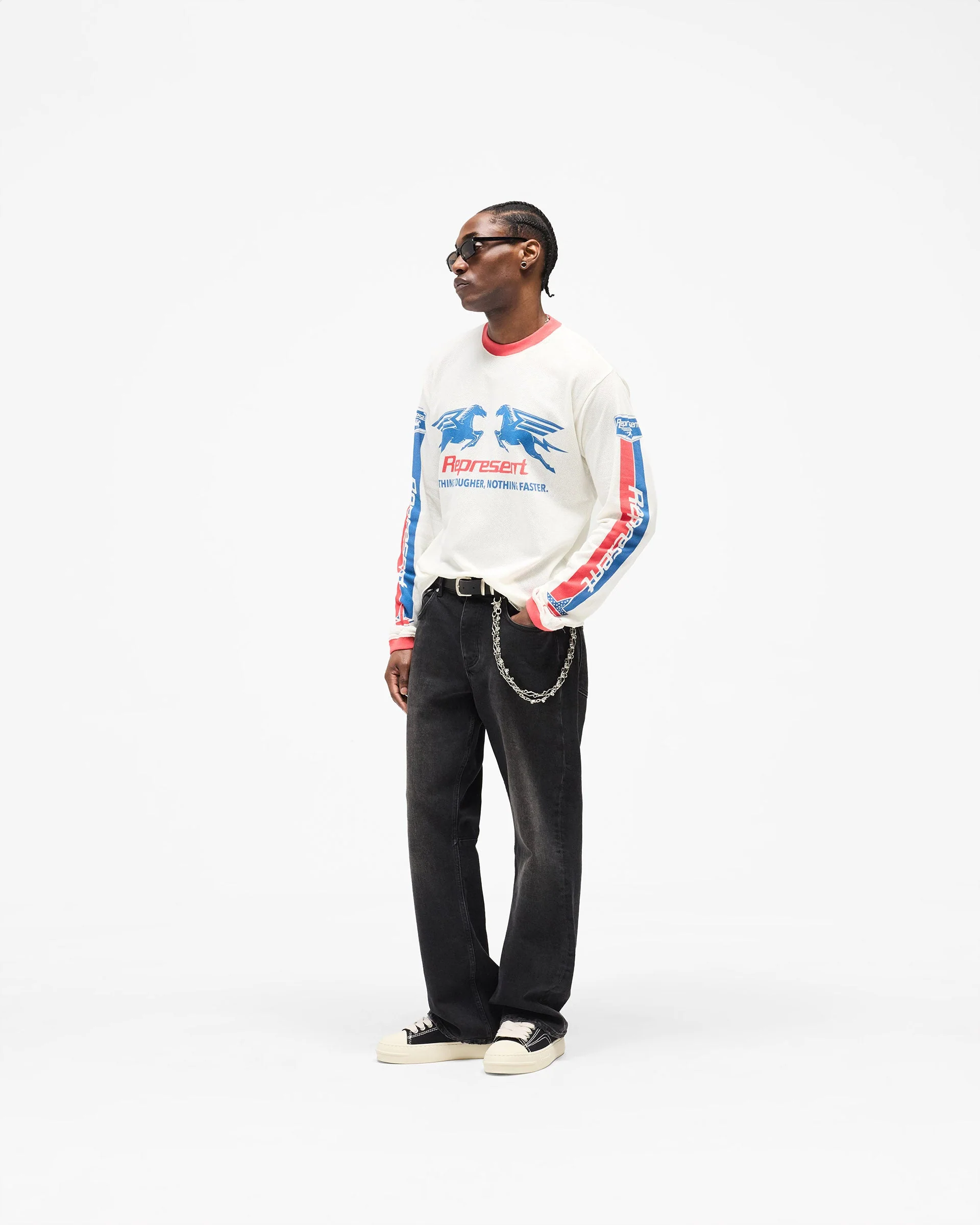 Mesh Pegasus Long Sleeve T-Shirt - Flat White - Image 12