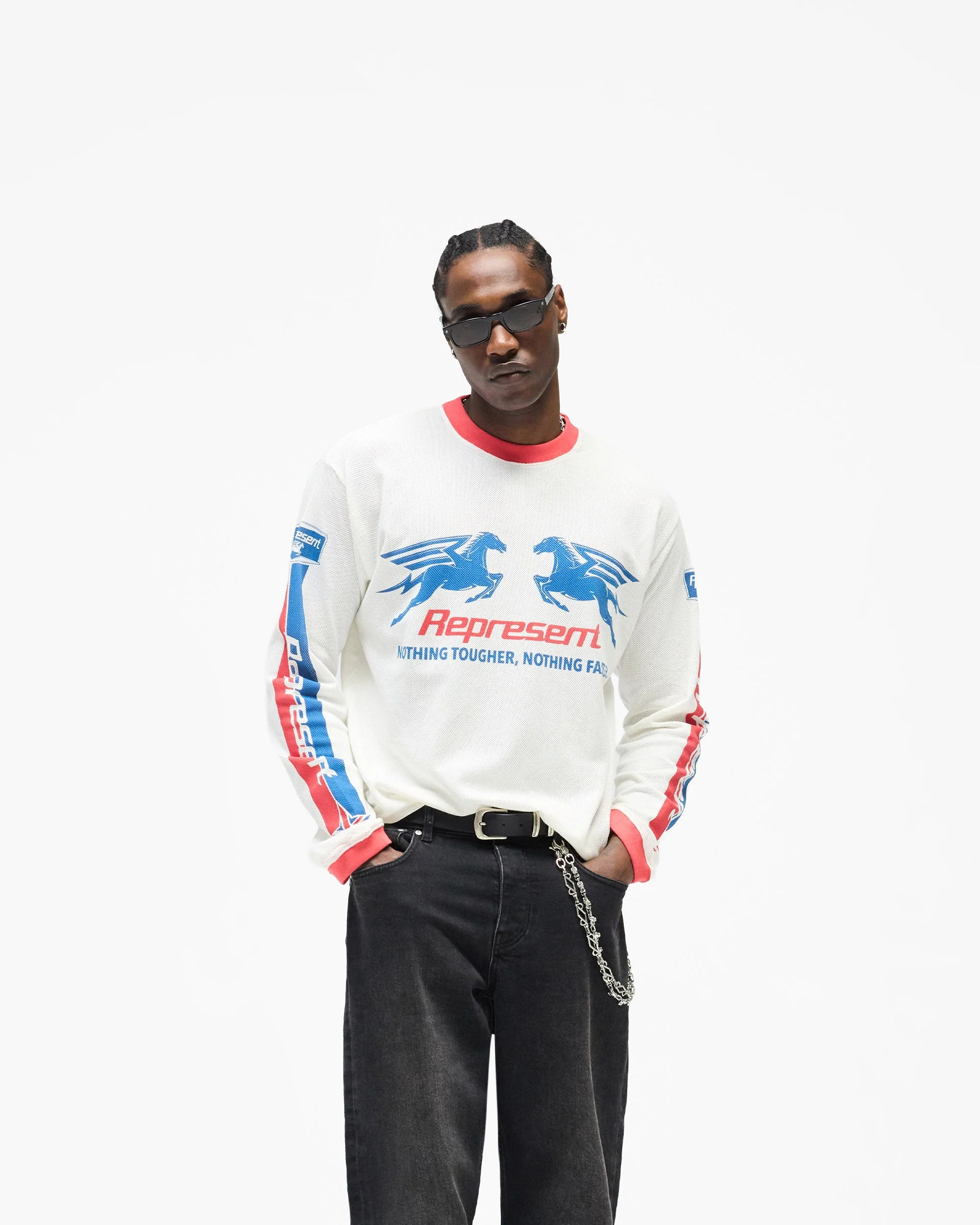 Mesh Pegasus Long Sleeve T-Shirt - Flat White - Image 2