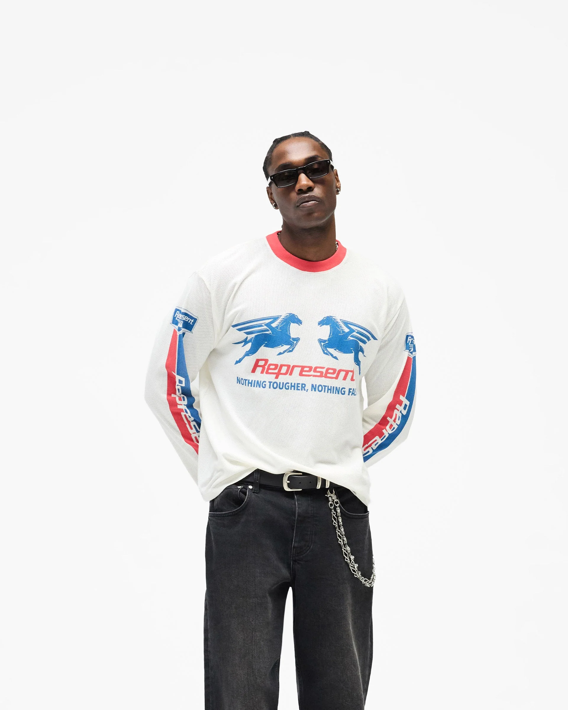Mesh Pegasus Long Sleeve T-Shirt - Flat White - Image 3