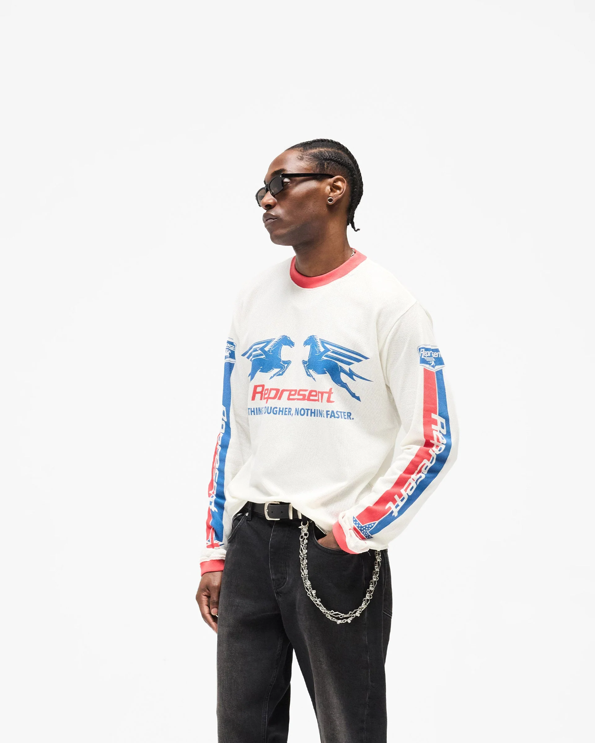 Mesh Pegasus Long Sleeve T-Shirt - Flat White - Image 5