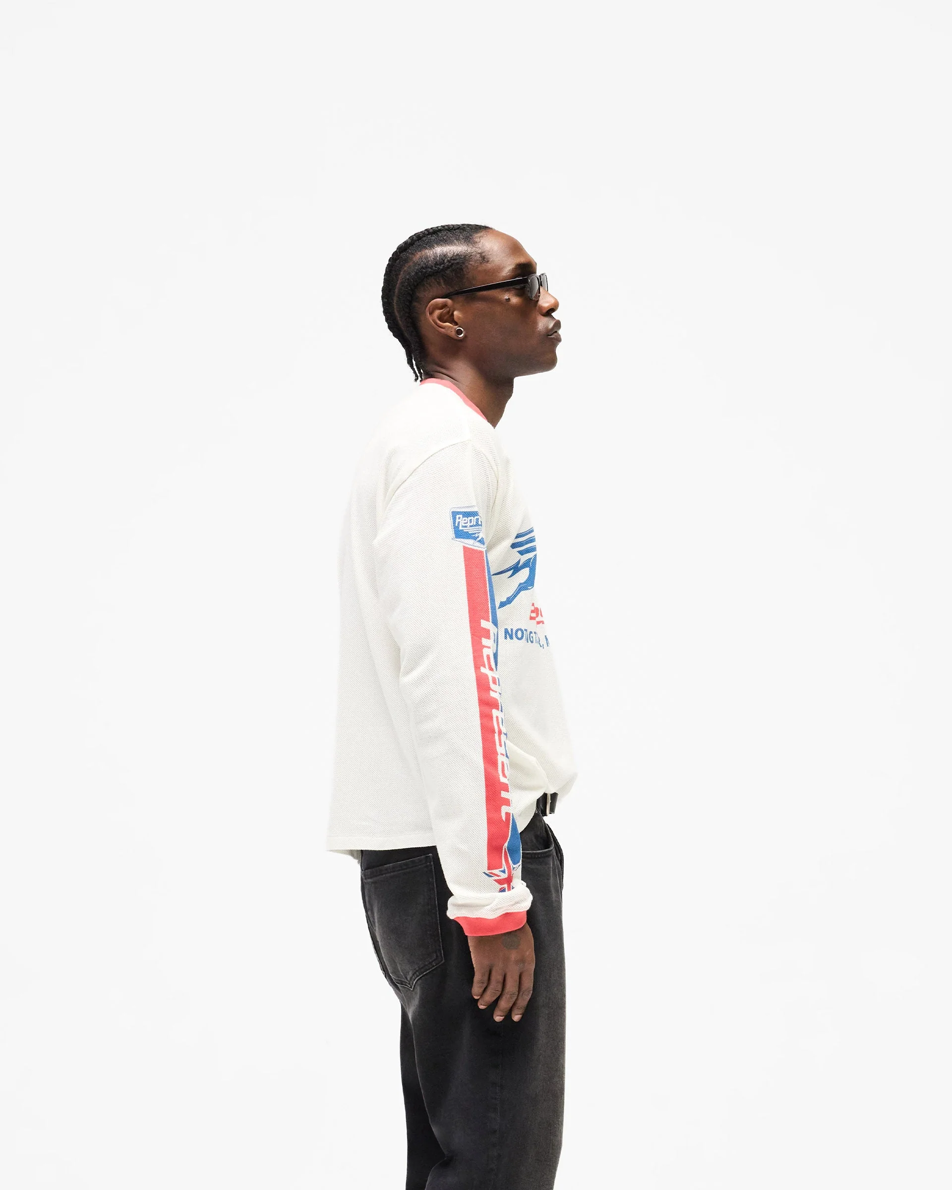 Mesh Pegasus Long Sleeve T-Shirt - Flat White - Image 6