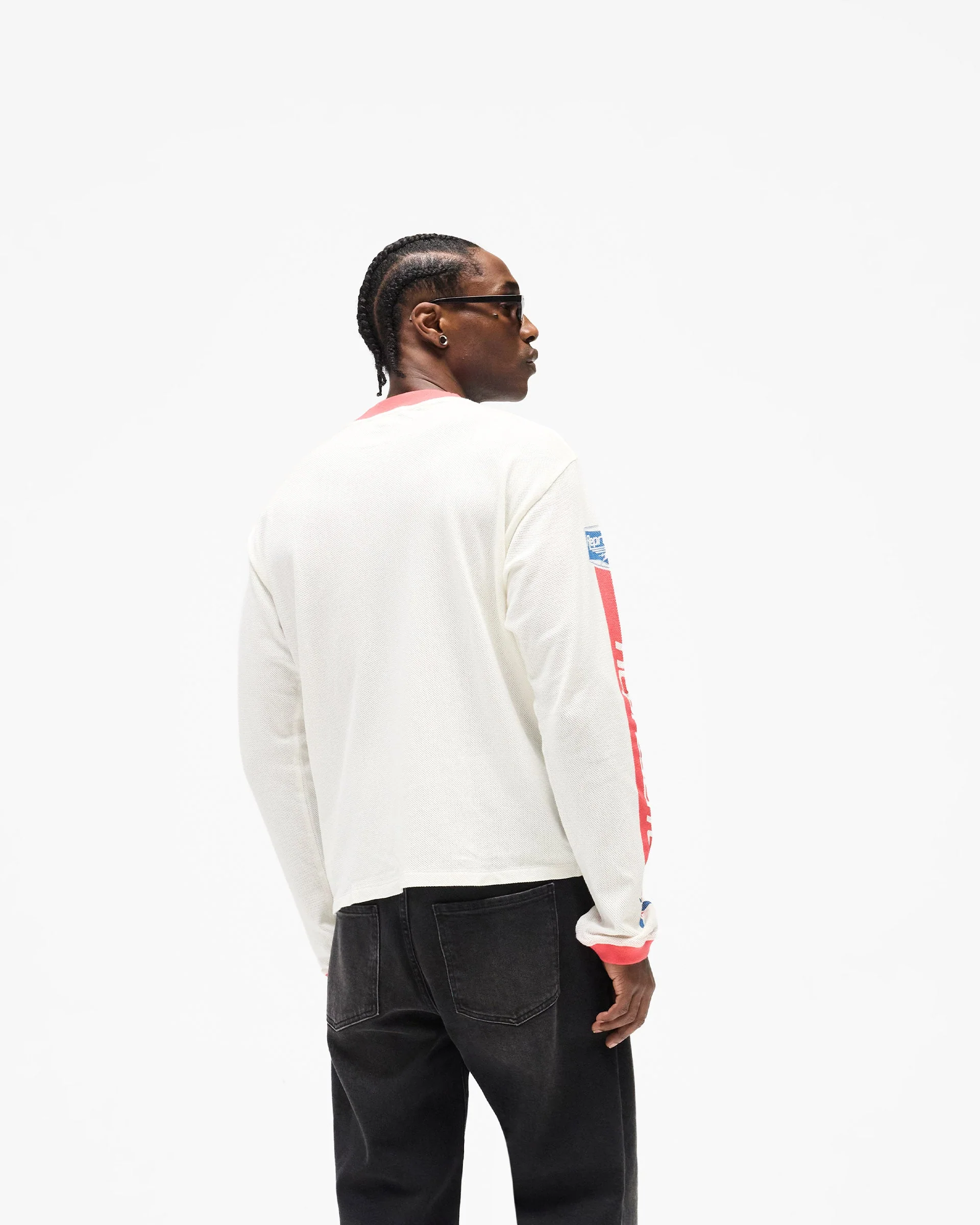 Mesh Pegasus Long Sleeve T-Shirt - Flat White - Image 7