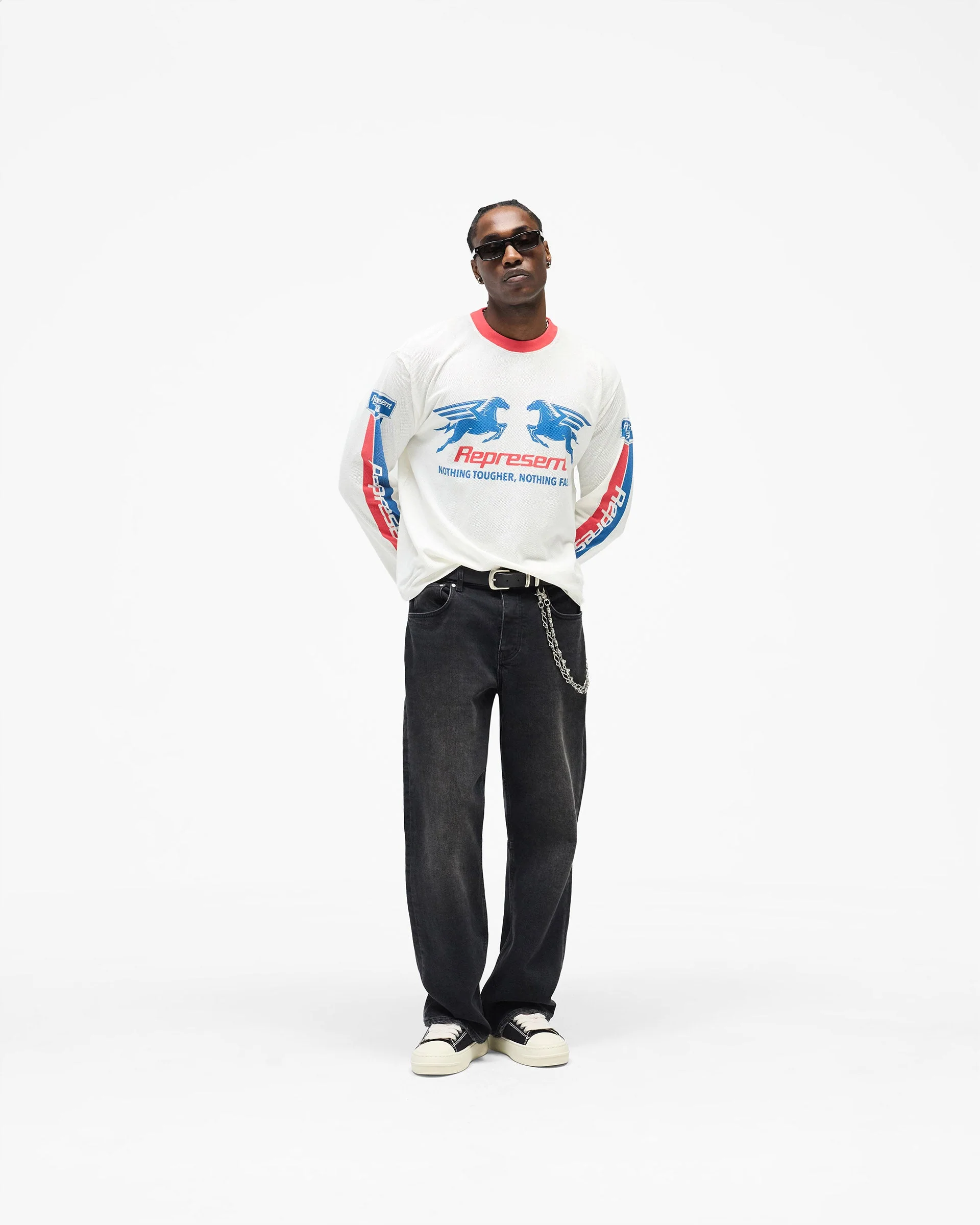 Mesh Pegasus Long Sleeve T-Shirt - Flat White - Image 8