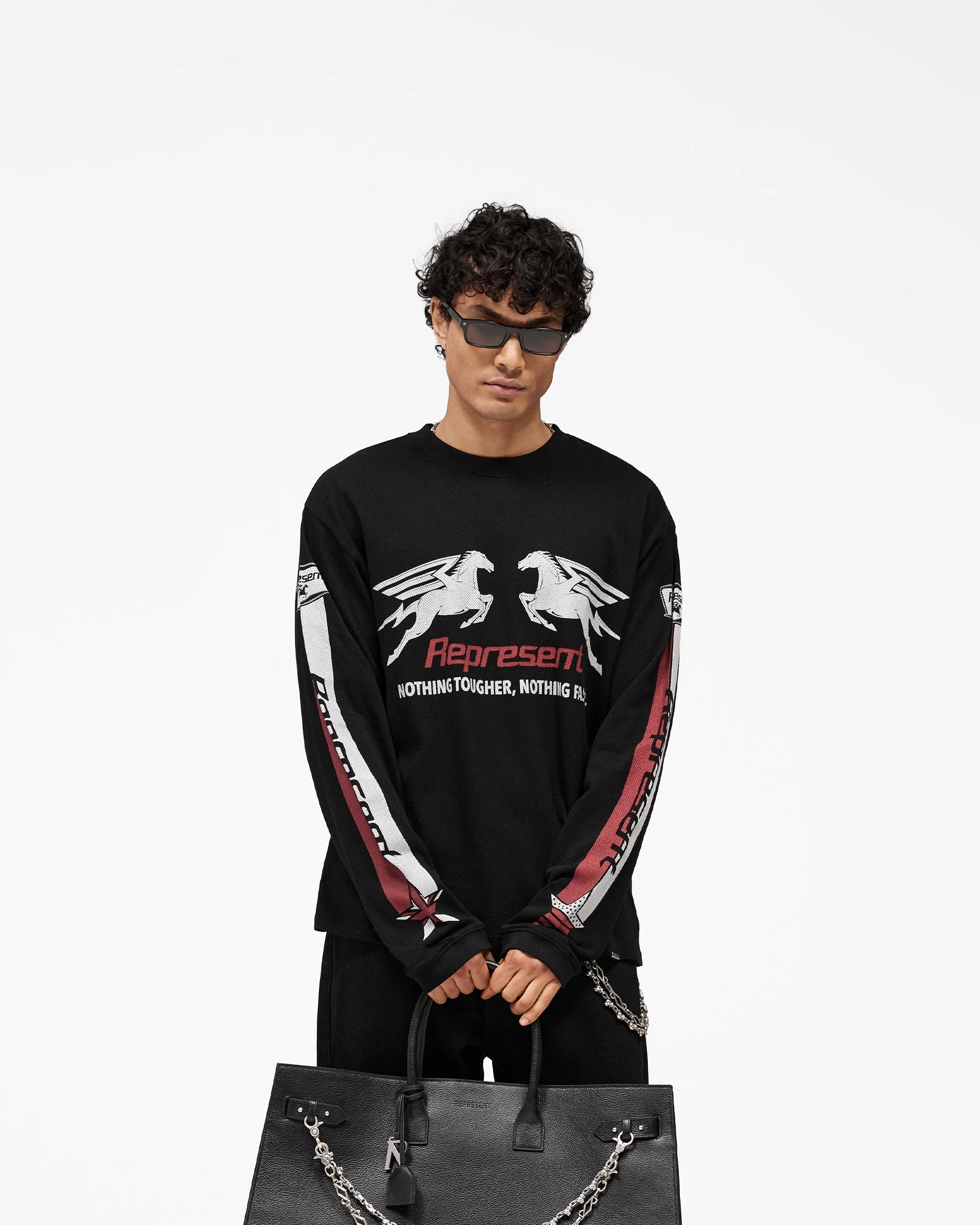 Mesh Pegasus Long Sleeve T-Shirt - Jet Black - Image 2