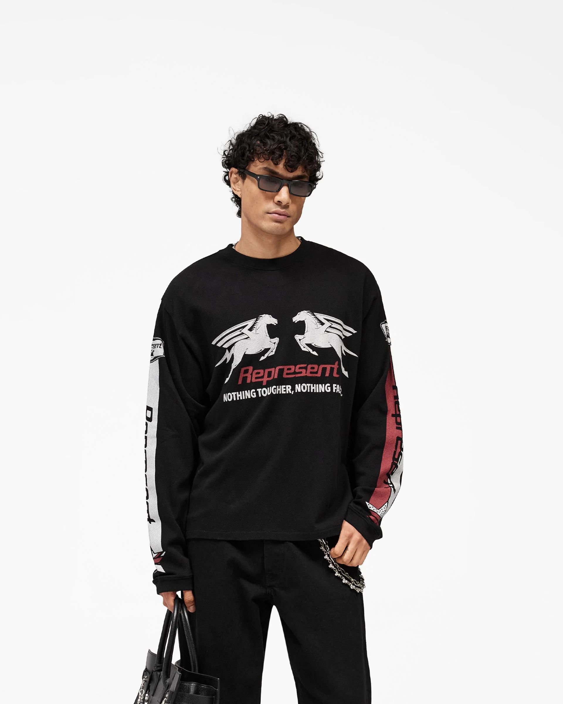 Mesh Pegasus Long Sleeve T-Shirt - Jet Black - Image 3