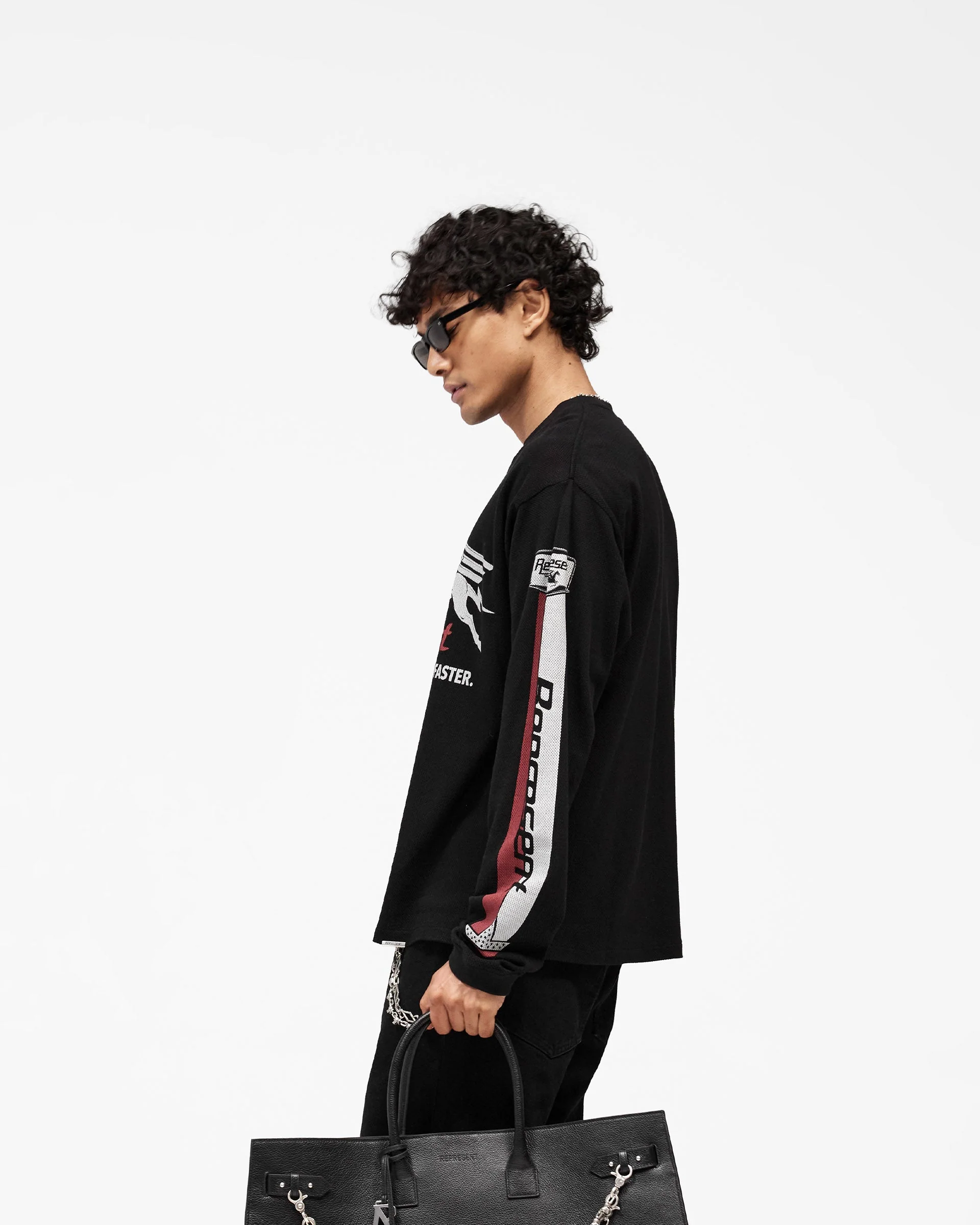 Mesh Pegasus Long Sleeve T-Shirt - Jet Black - Image 4