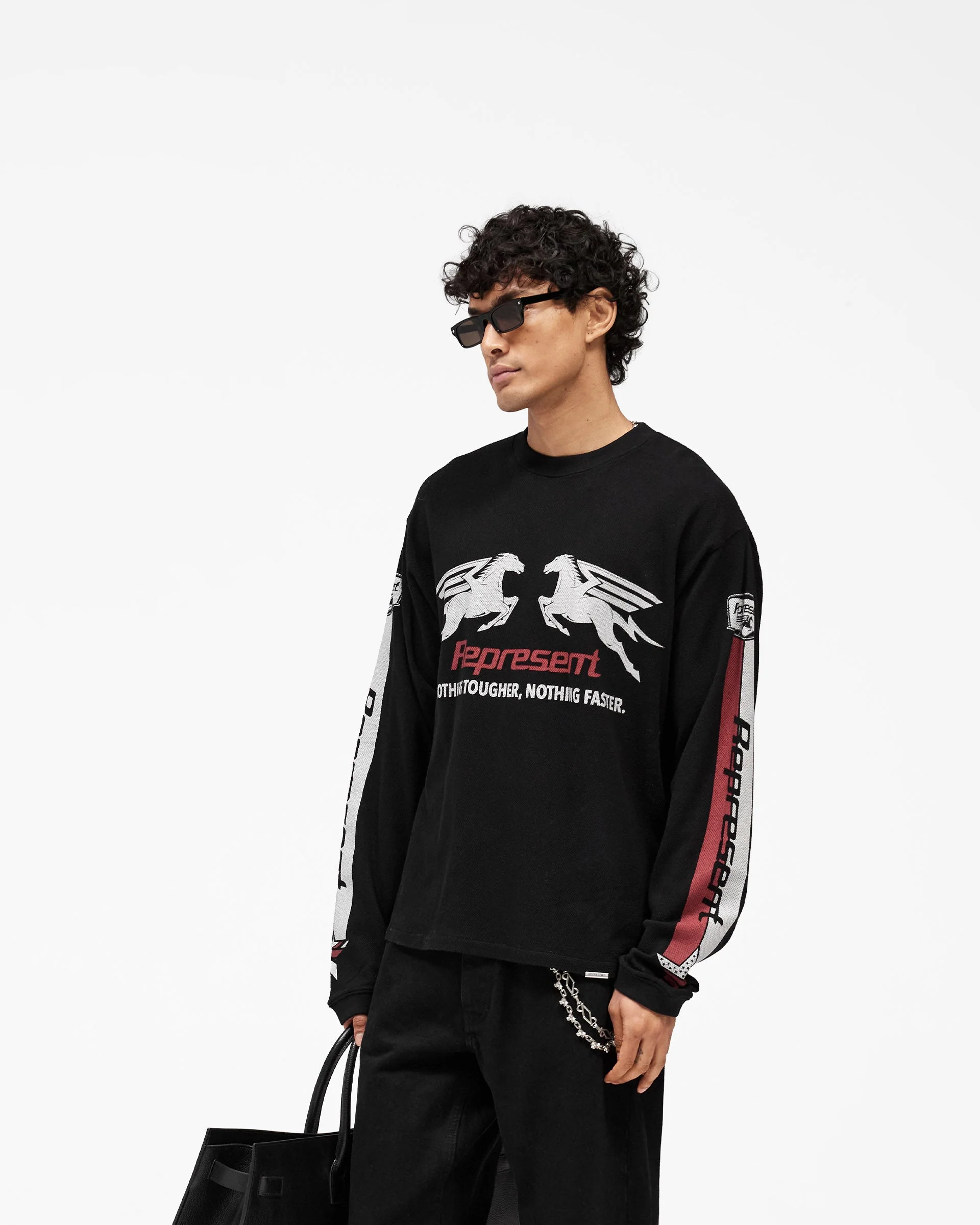 Mesh Pegasus Long Sleeve T-Shirt - Jet Black - Image 5