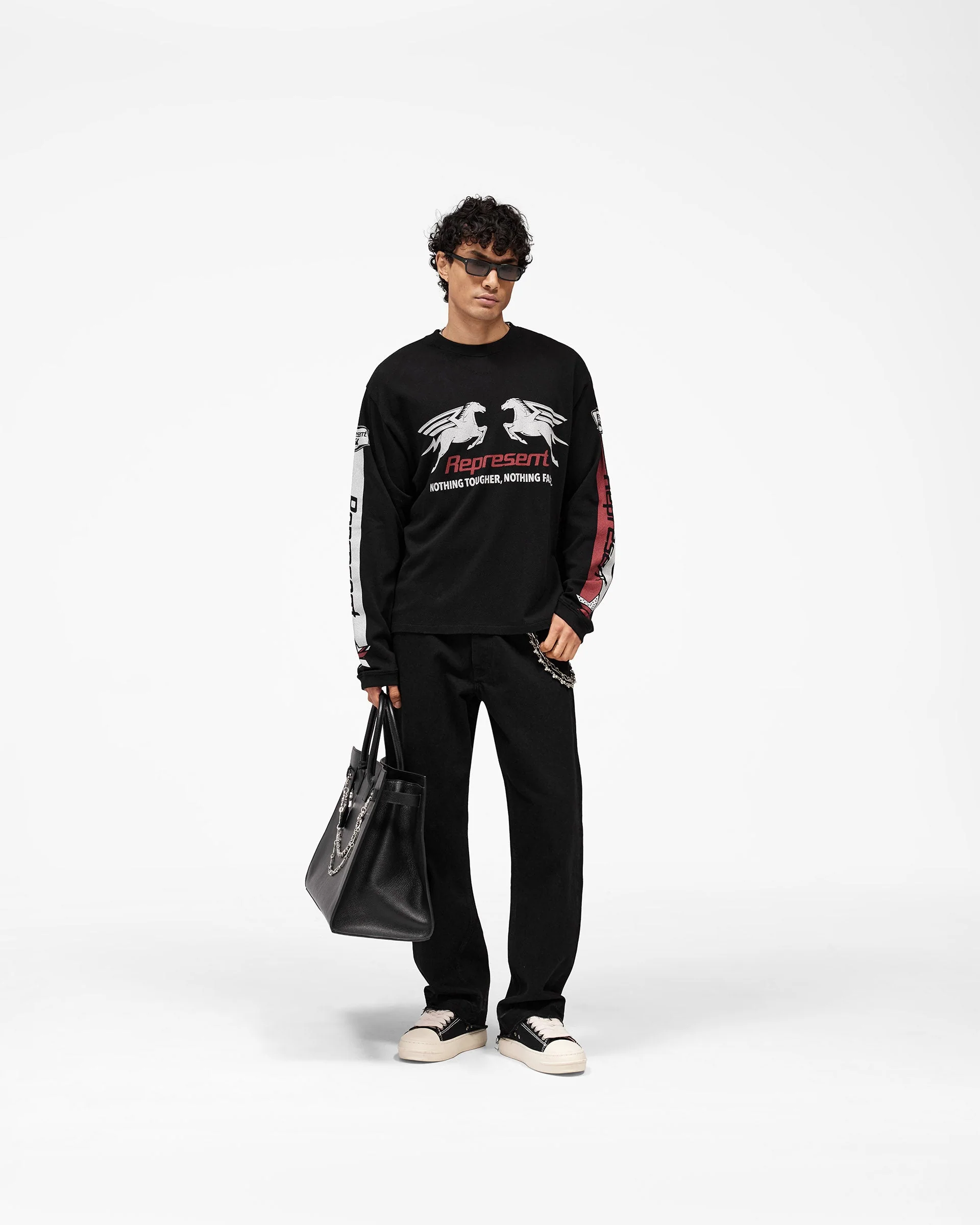 Mesh Pegasus Long Sleeve T-Shirt - Jet Black - Image 7