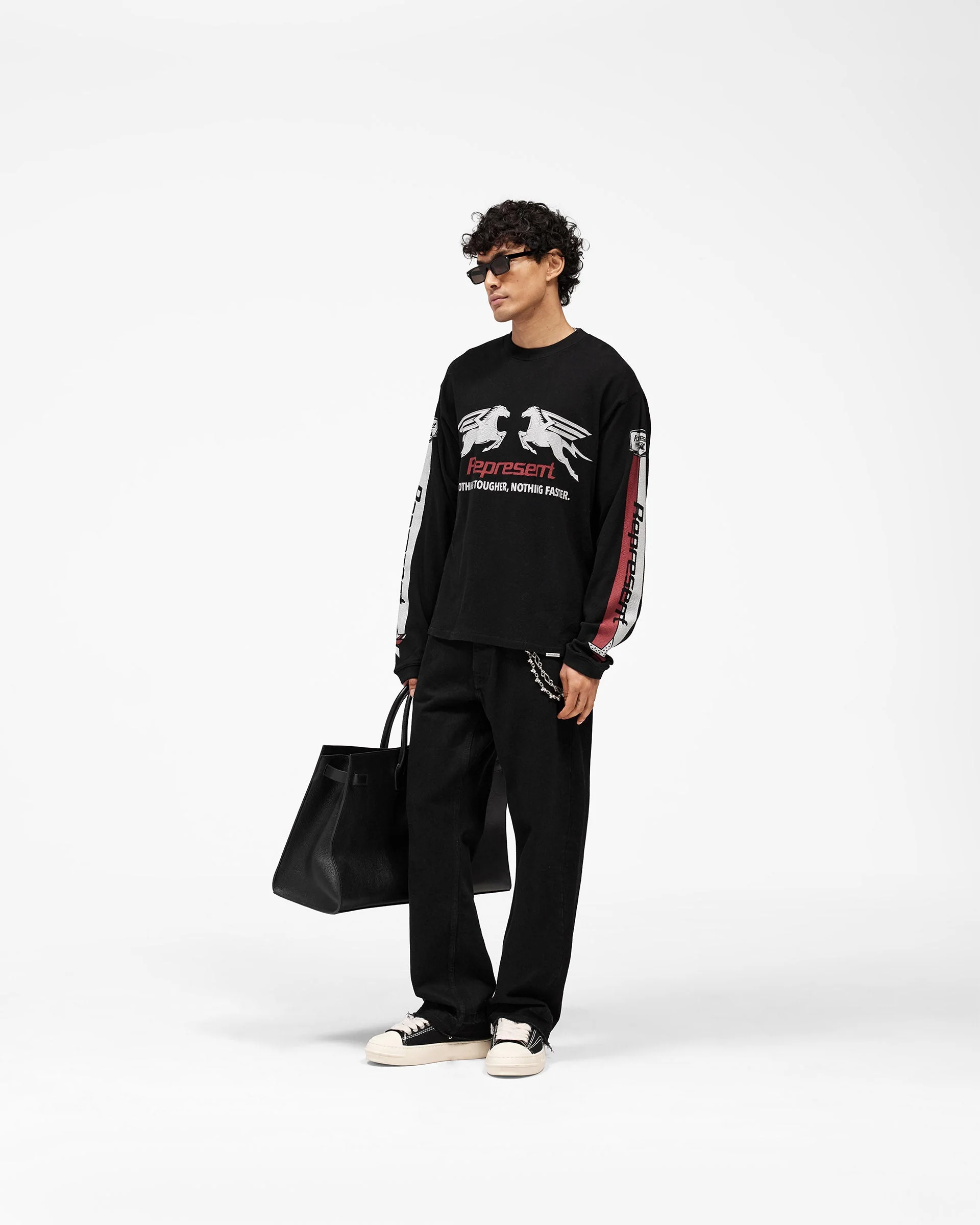 Mesh Pegasus Long Sleeve T-Shirt - Jet Black - Image 9