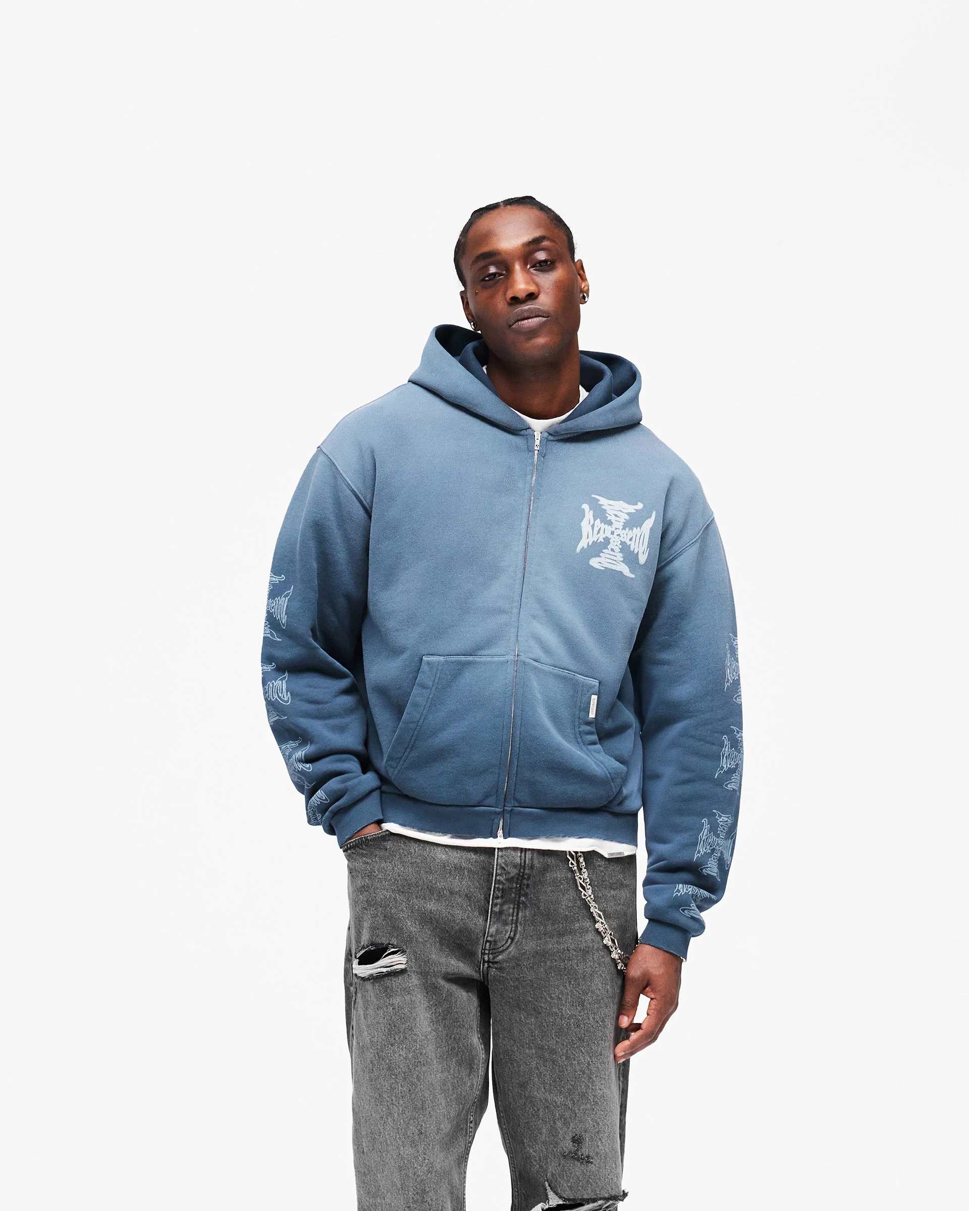 MH Shrunken Zip Hoodie - Vintage Navy - Image 3