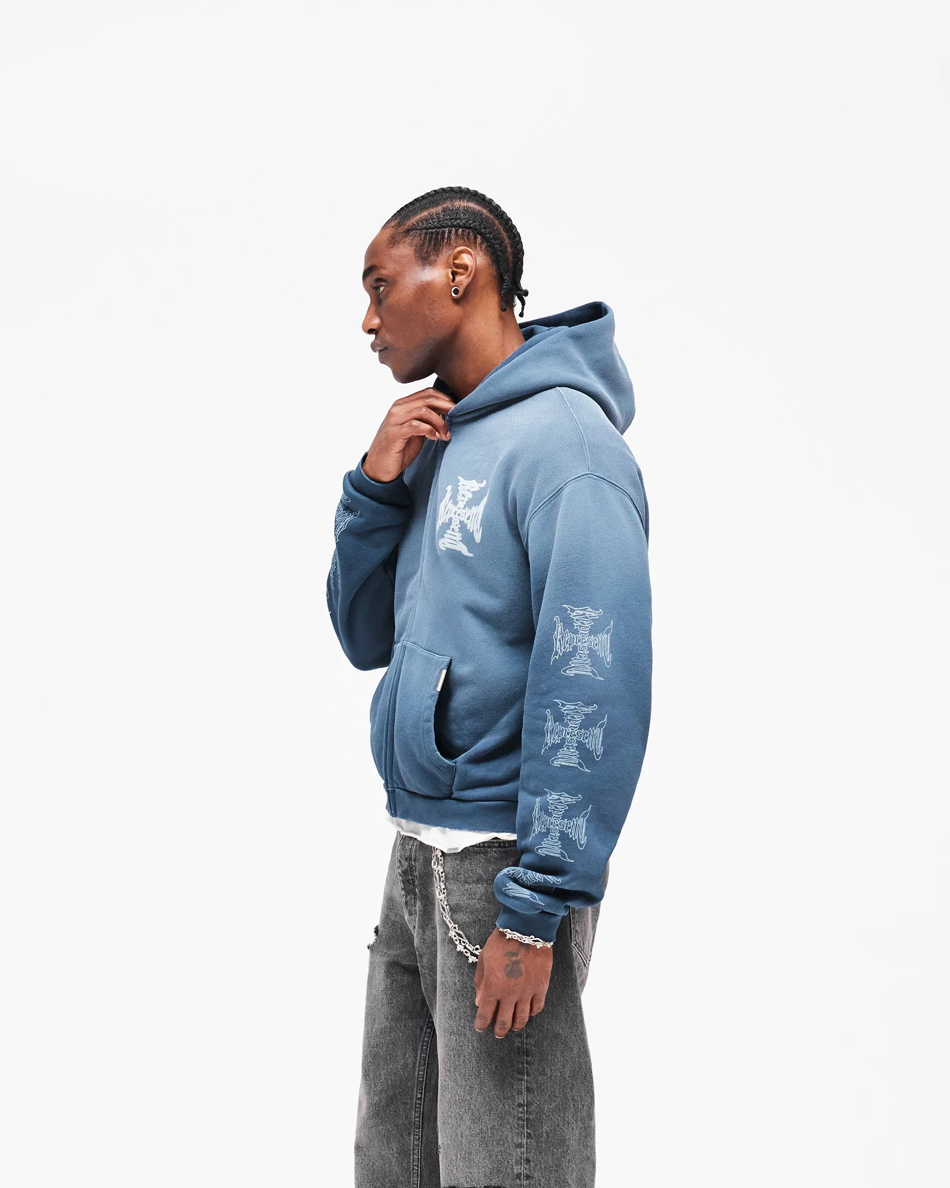 MH Shrunken Zip Hoodie - Vintage Navy - Image 5