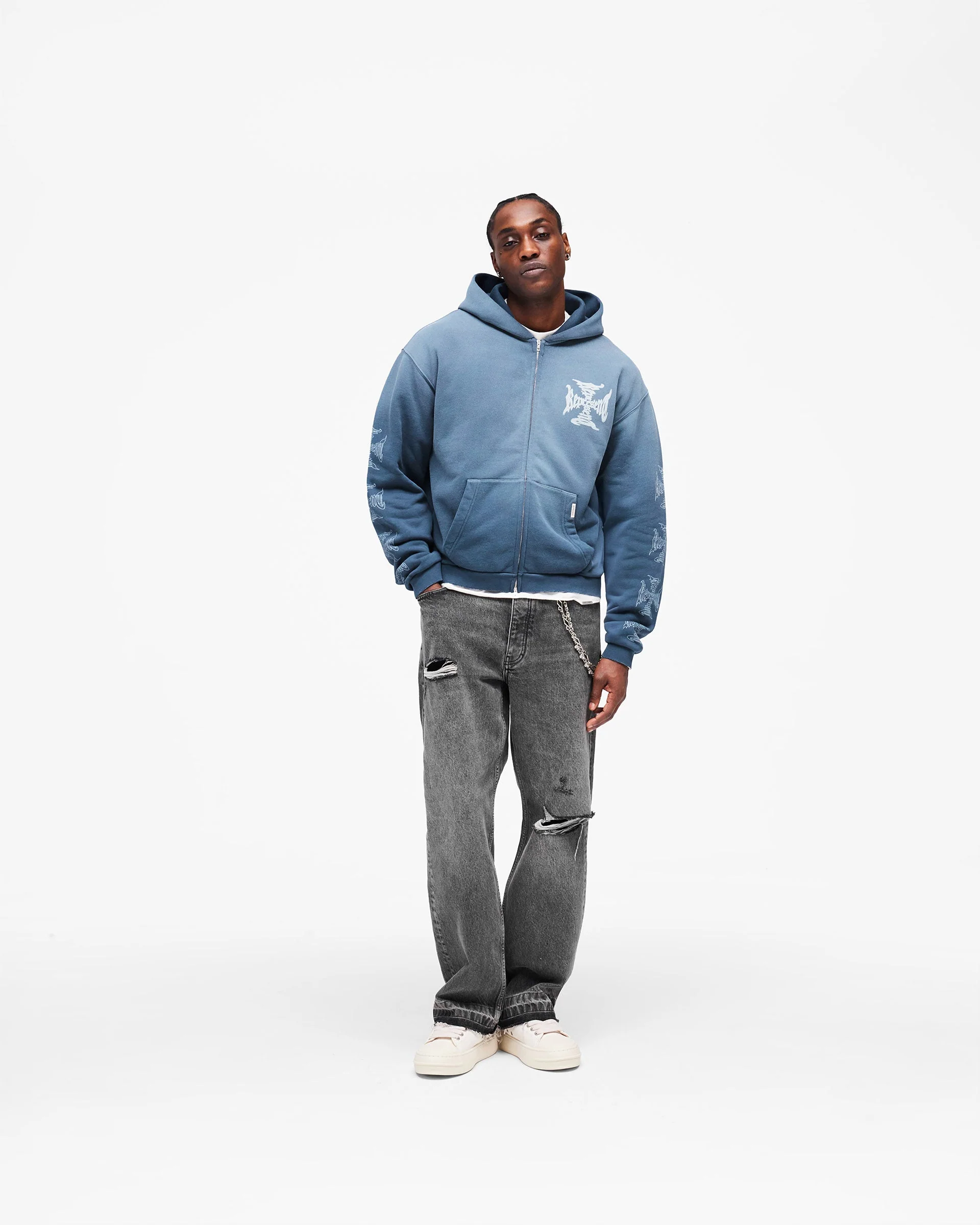 MH Shrunken Zip Hoodie - Vintage Navy - Image 7