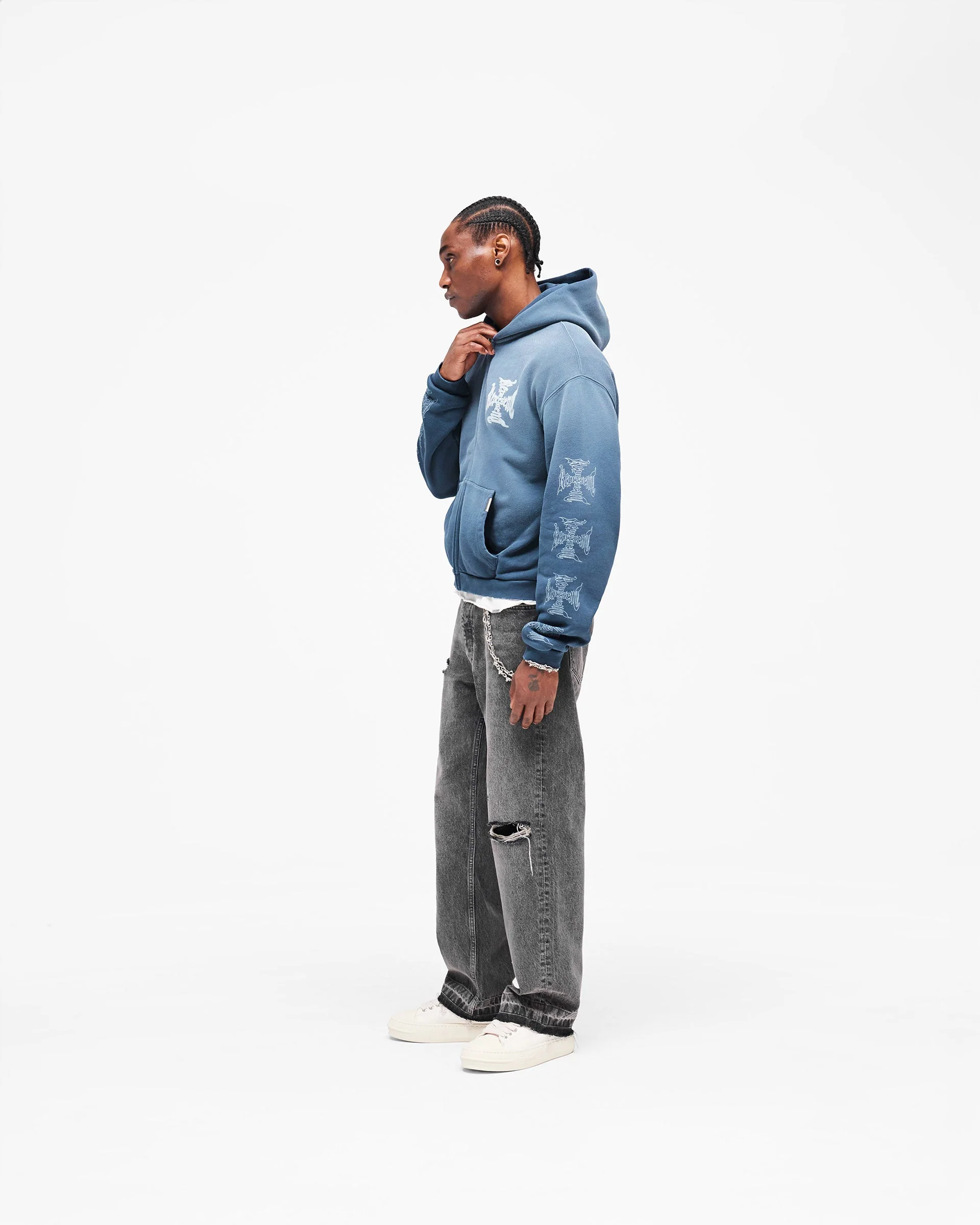 MH Shrunken Zip Hoodie - Vintage Navy - Image 8