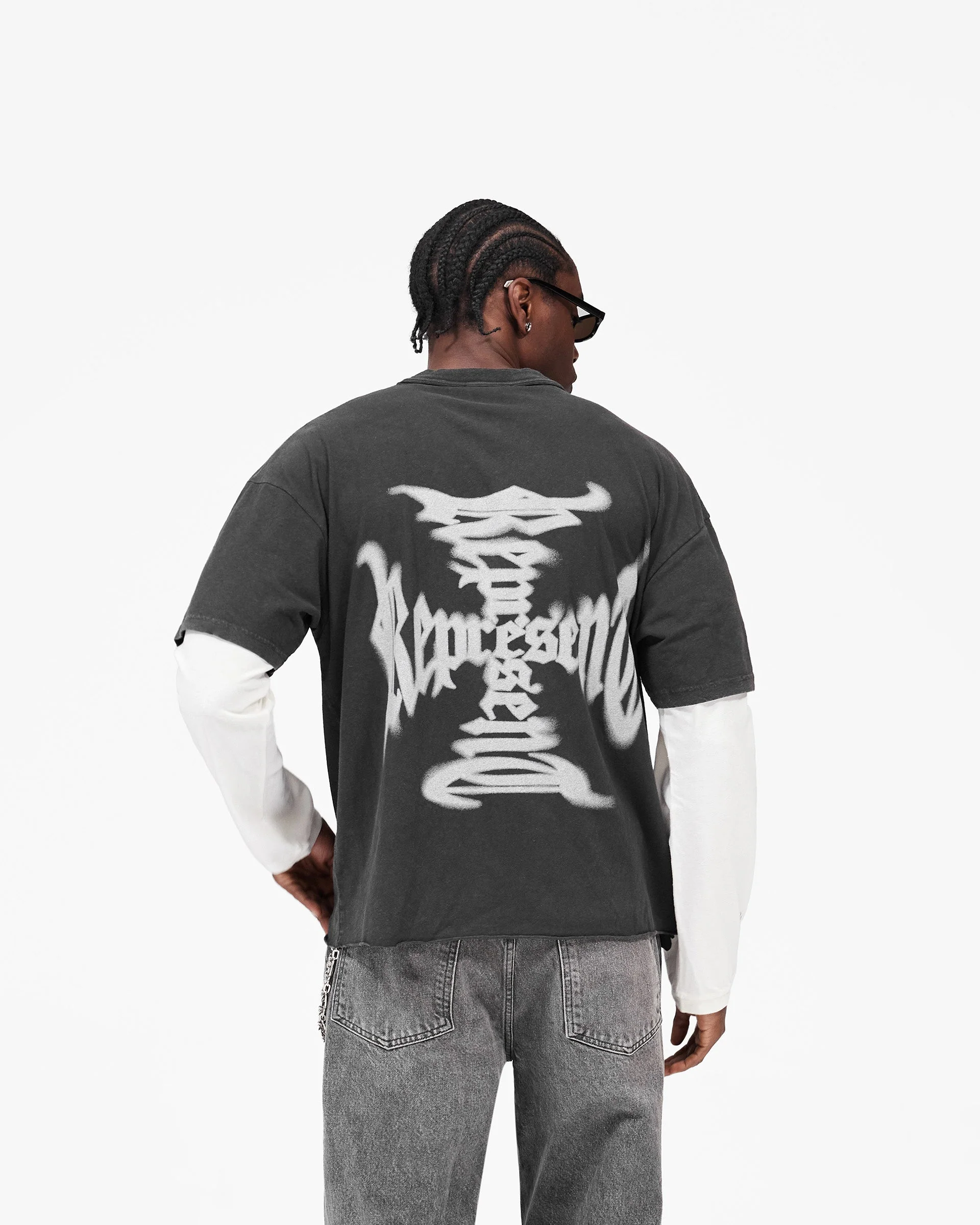 MH Stack Long Sleeve T-Shirt - Faded Black - Image 7