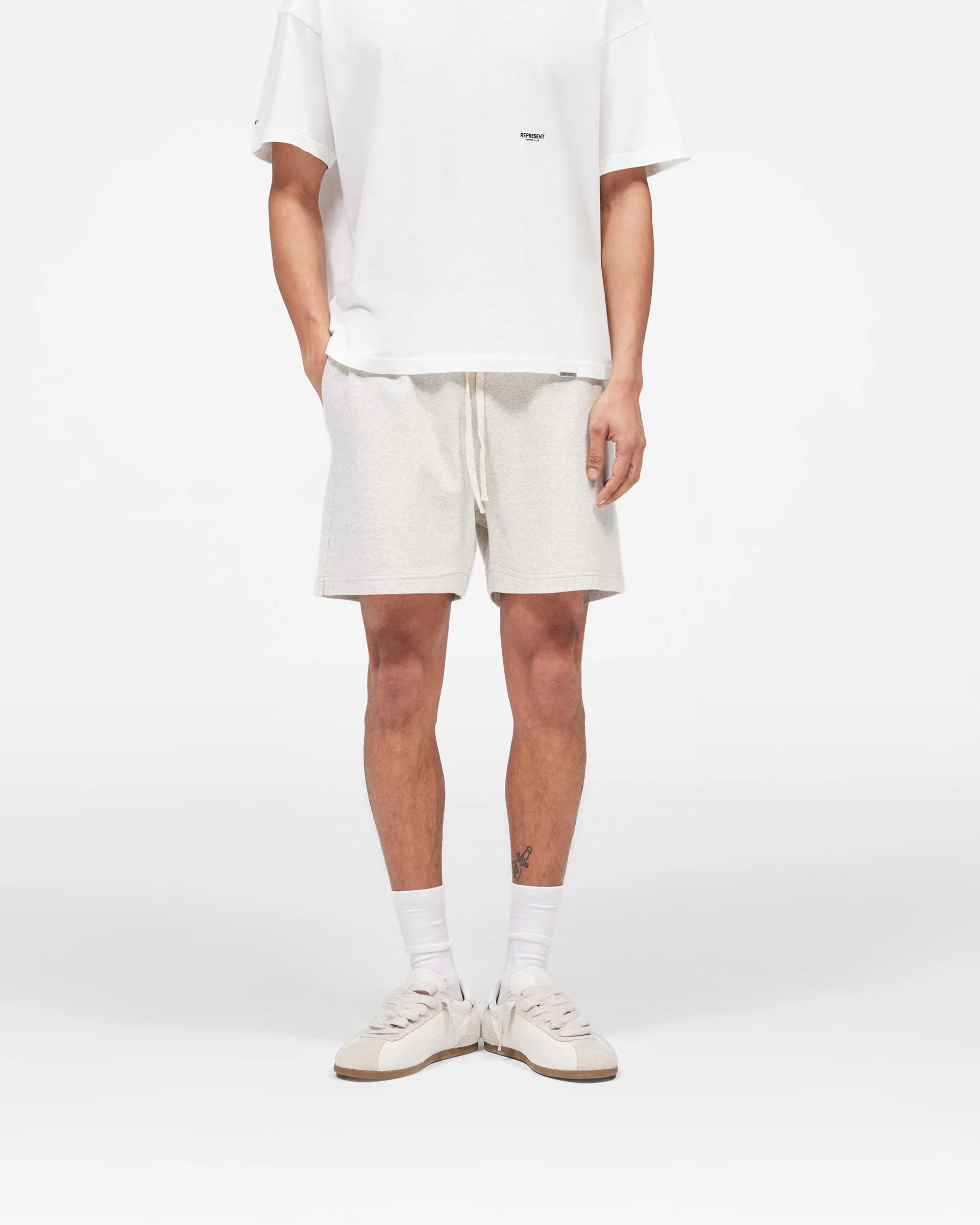 Micro Owners Club Mesh Shorts - Cream Marl - Image 3