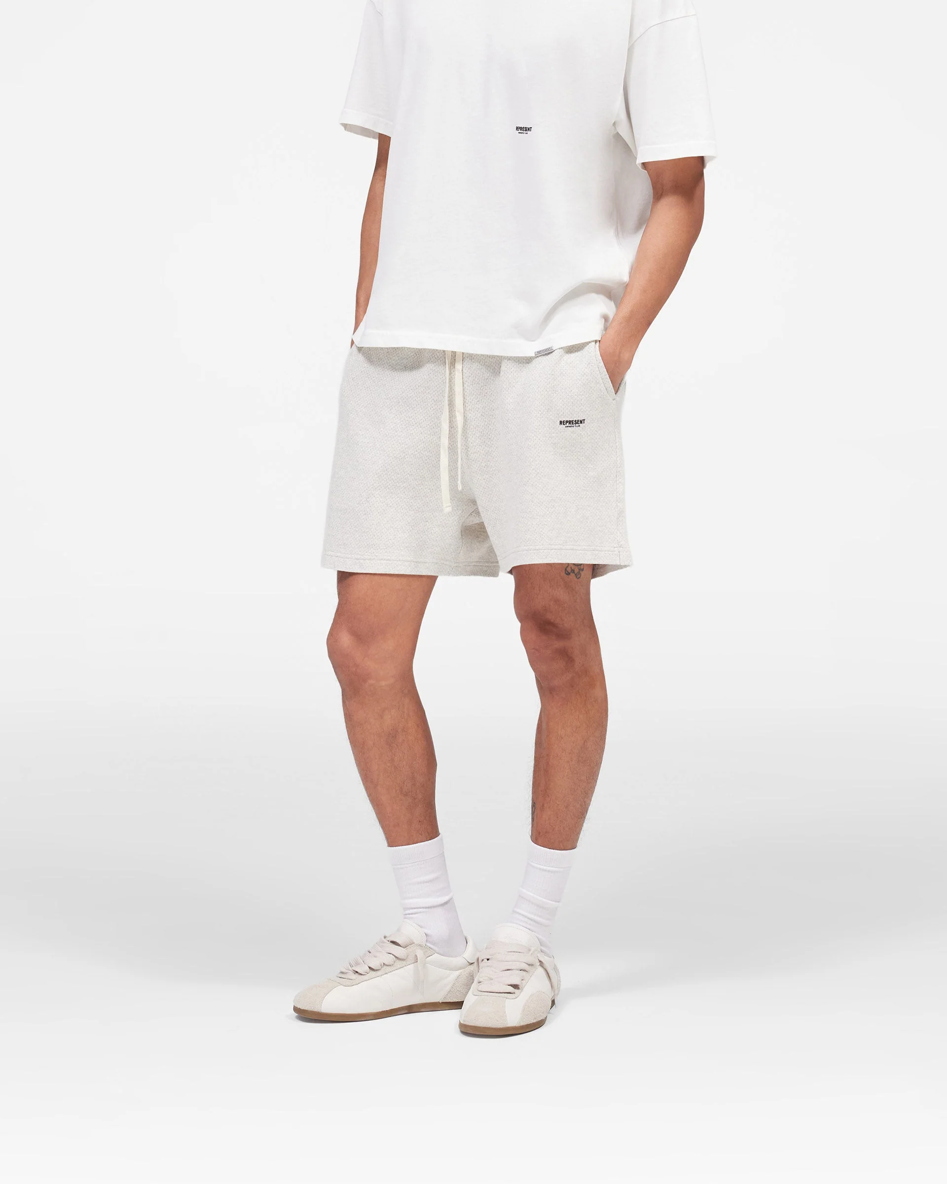 Micro Owners Club Mesh Shorts - Cream Marl - Image 5