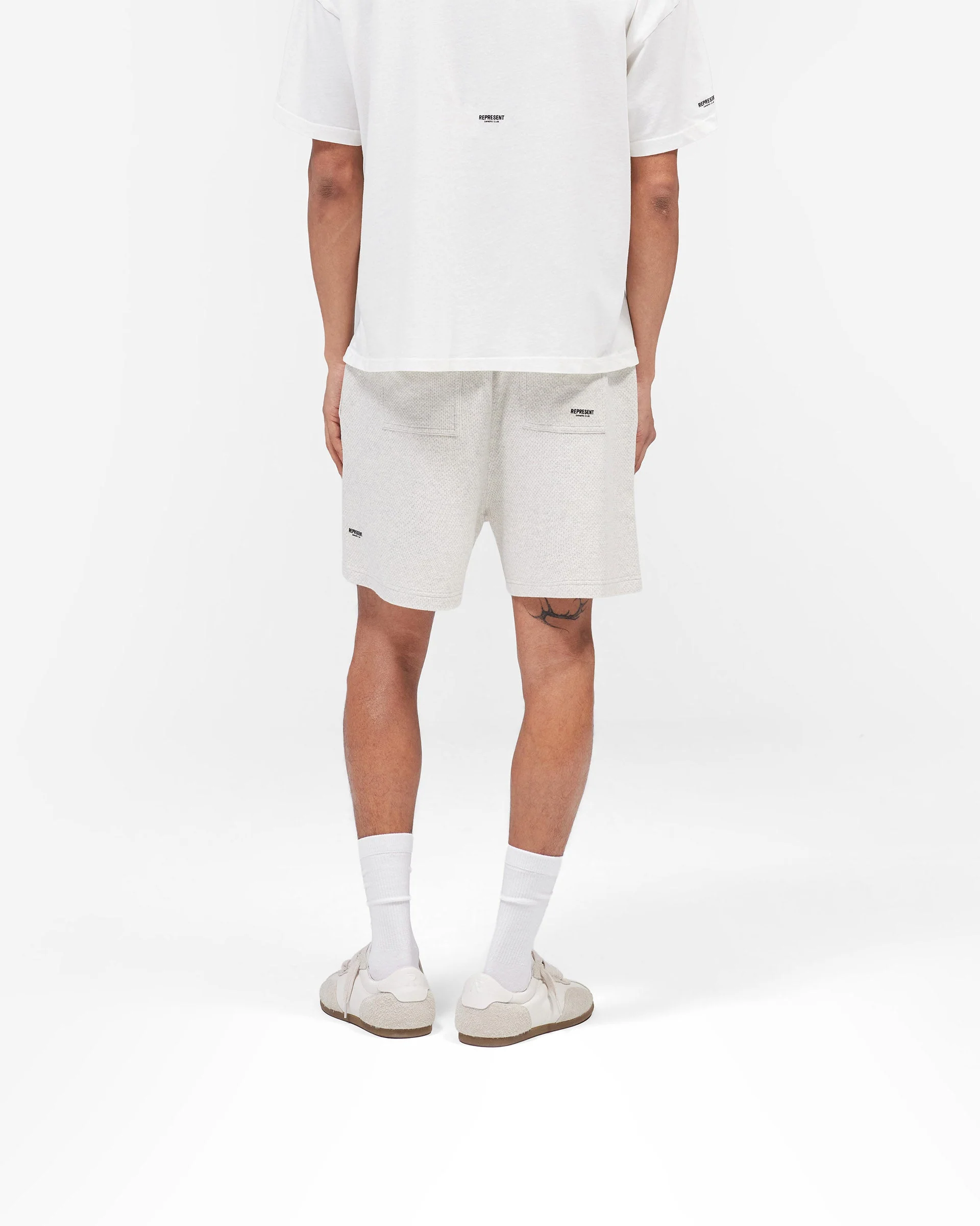 Micro Owners Club Mesh Shorts - Cream Marl - Image 6