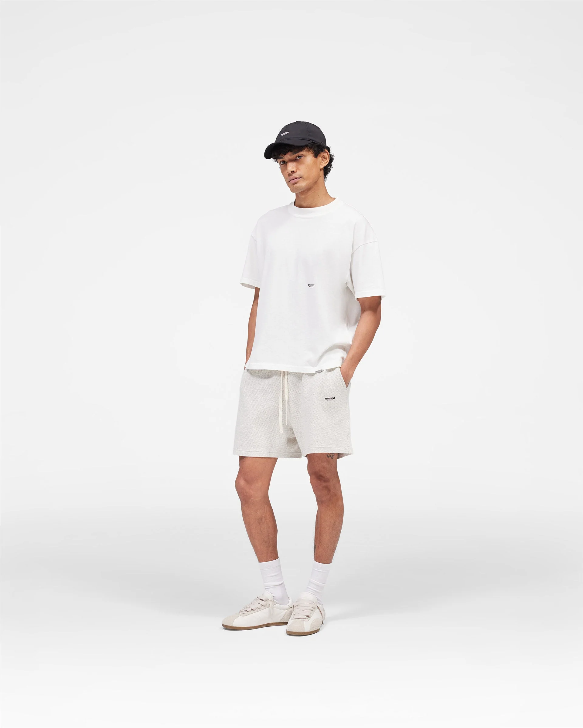 Micro Owners Club Mesh Shorts - Cream Marl - Image 9