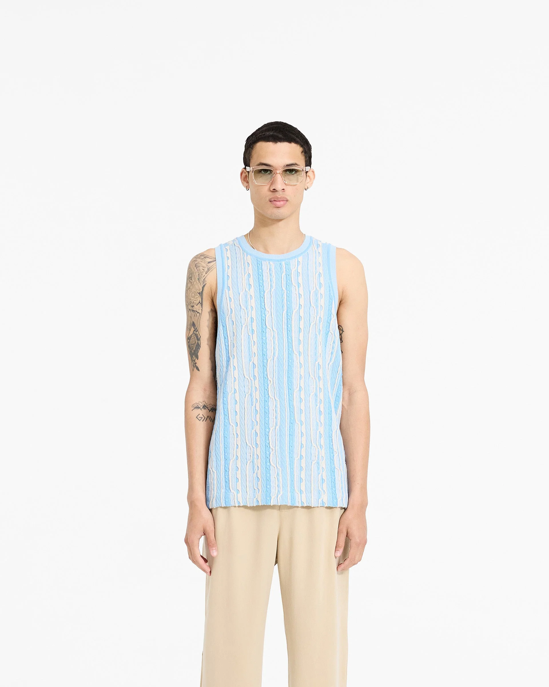 Mixed Knit Vest - Royal Blue - Image 3