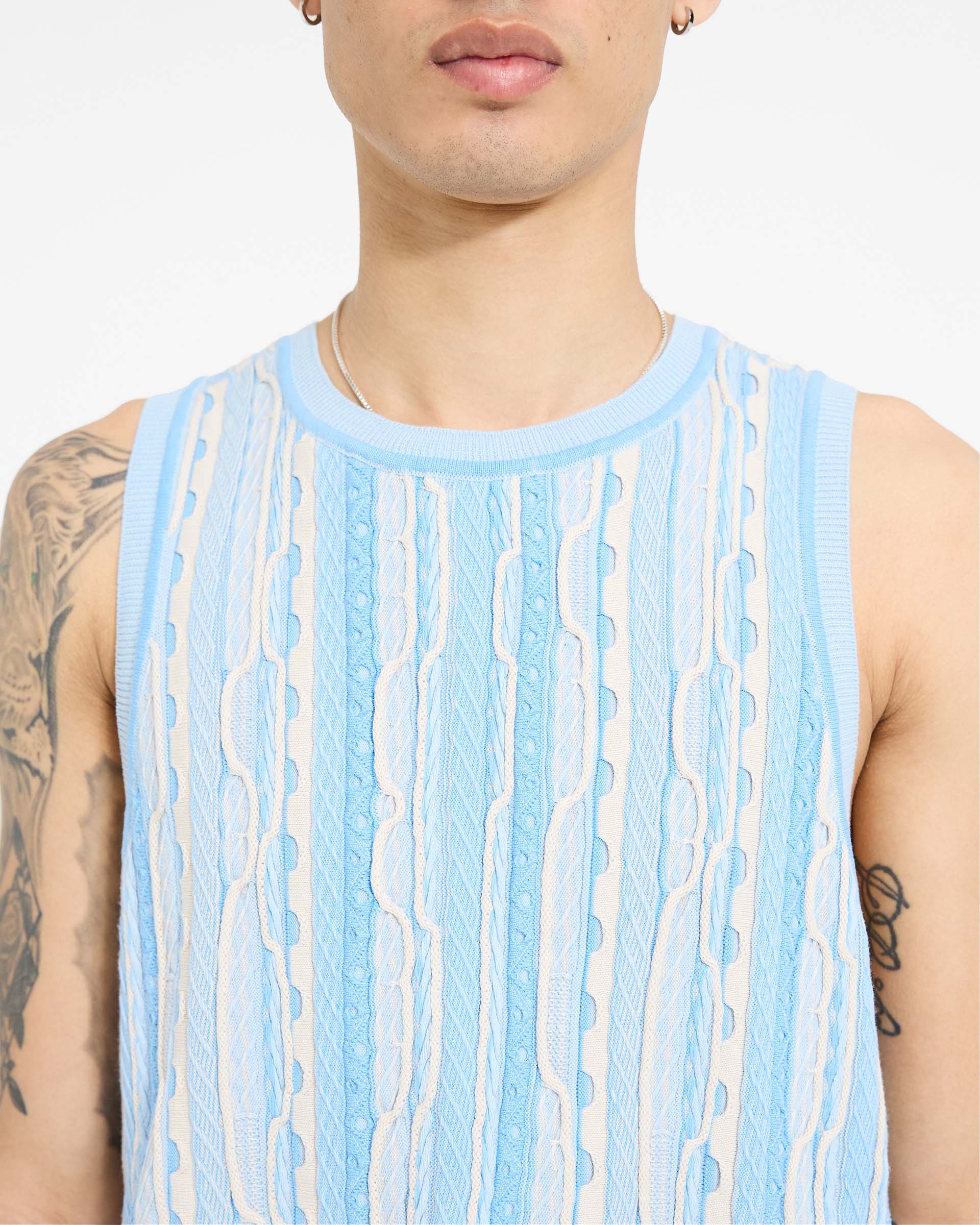 Mixed Knit Vest - Royal Blue - Image 5
