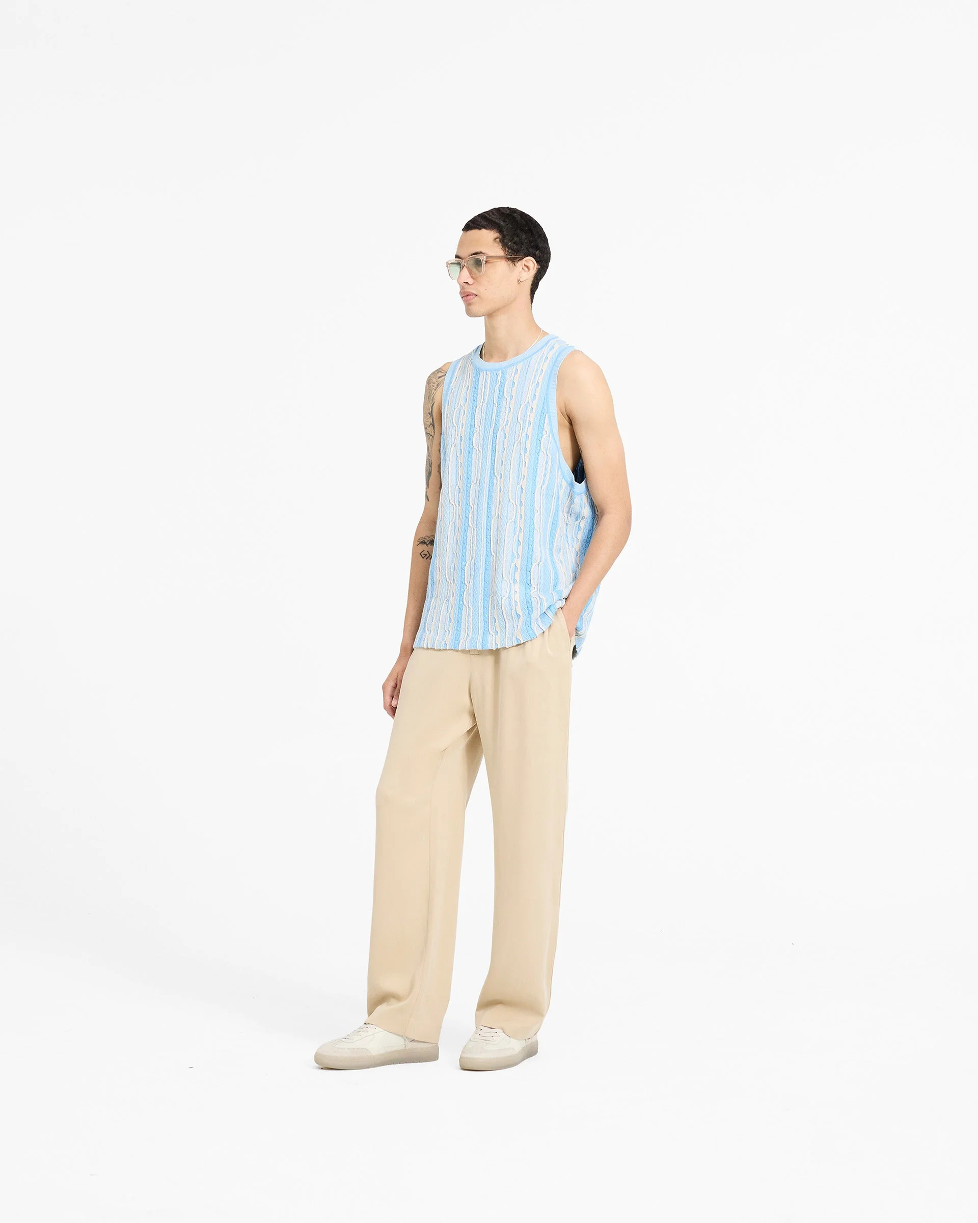 Mixed Knit Vest - Royal Blue - Image 8