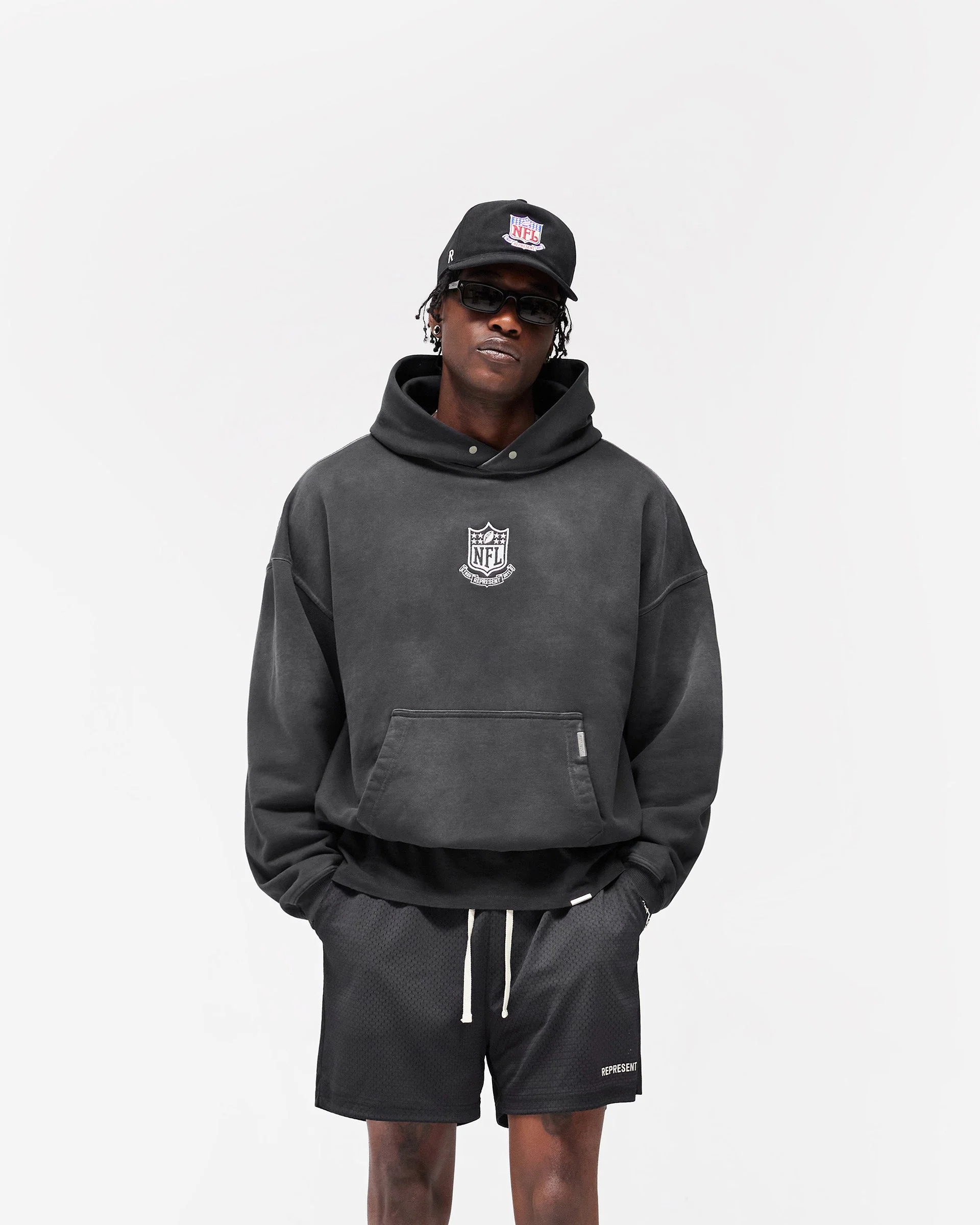 NFL Shield x Represent Hoodie - Stained Black - Image 3