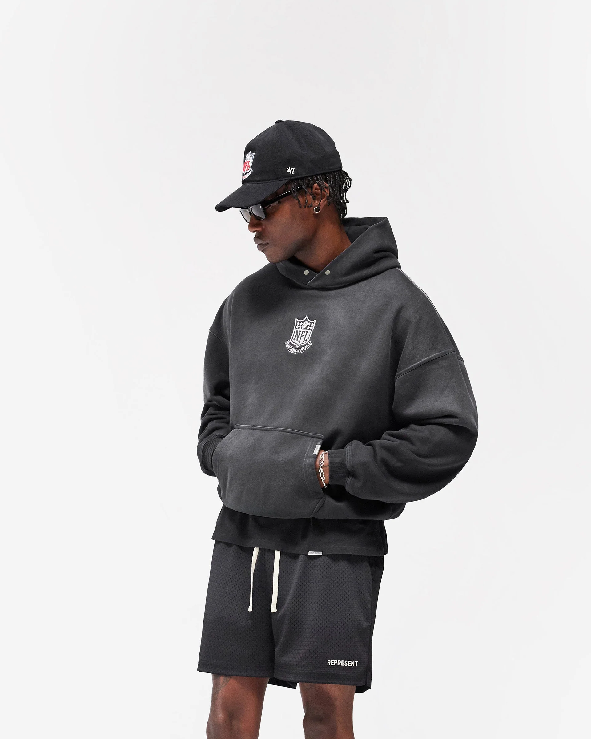 NFL Shield x Represent Hoodie - Stained Black - Image 4