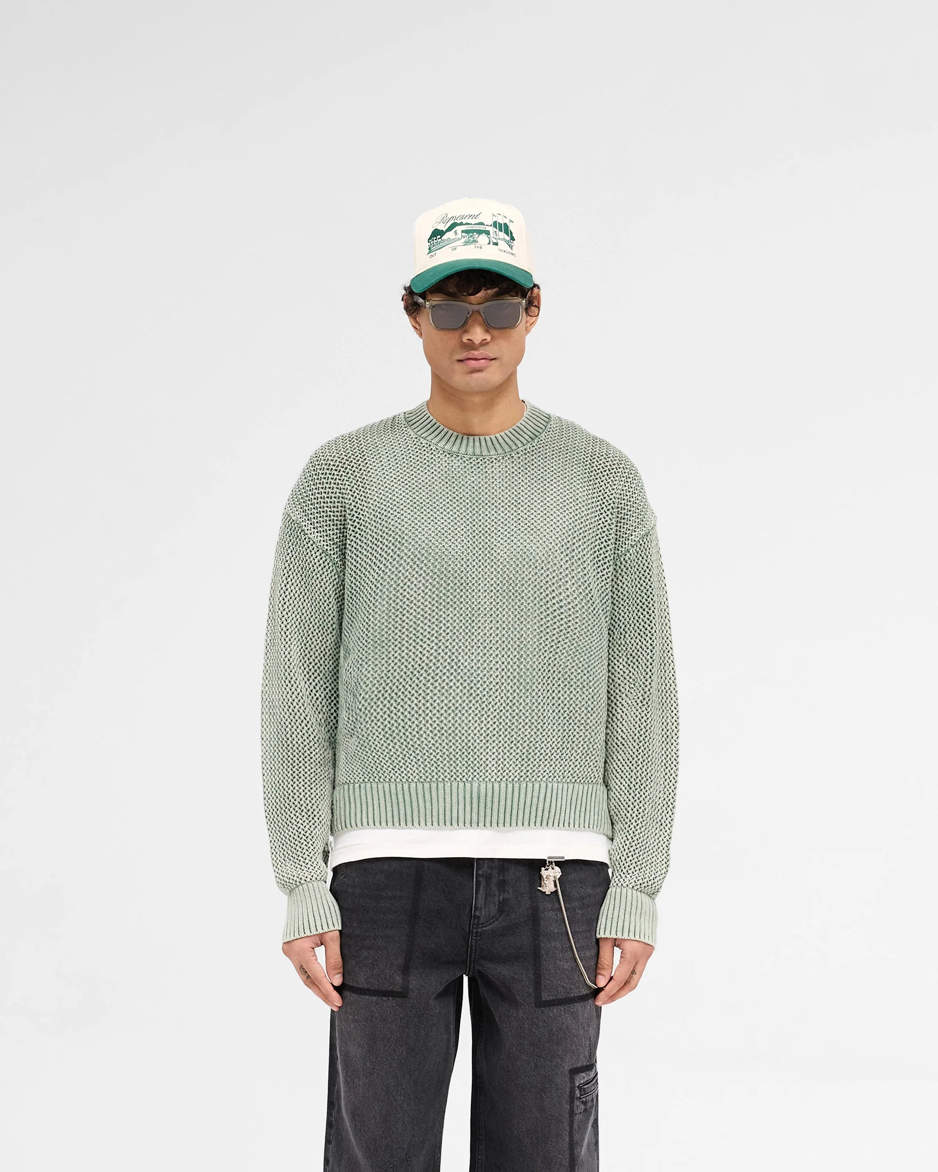 Open Gauge Knit Sweater - Forest Green - Image 3