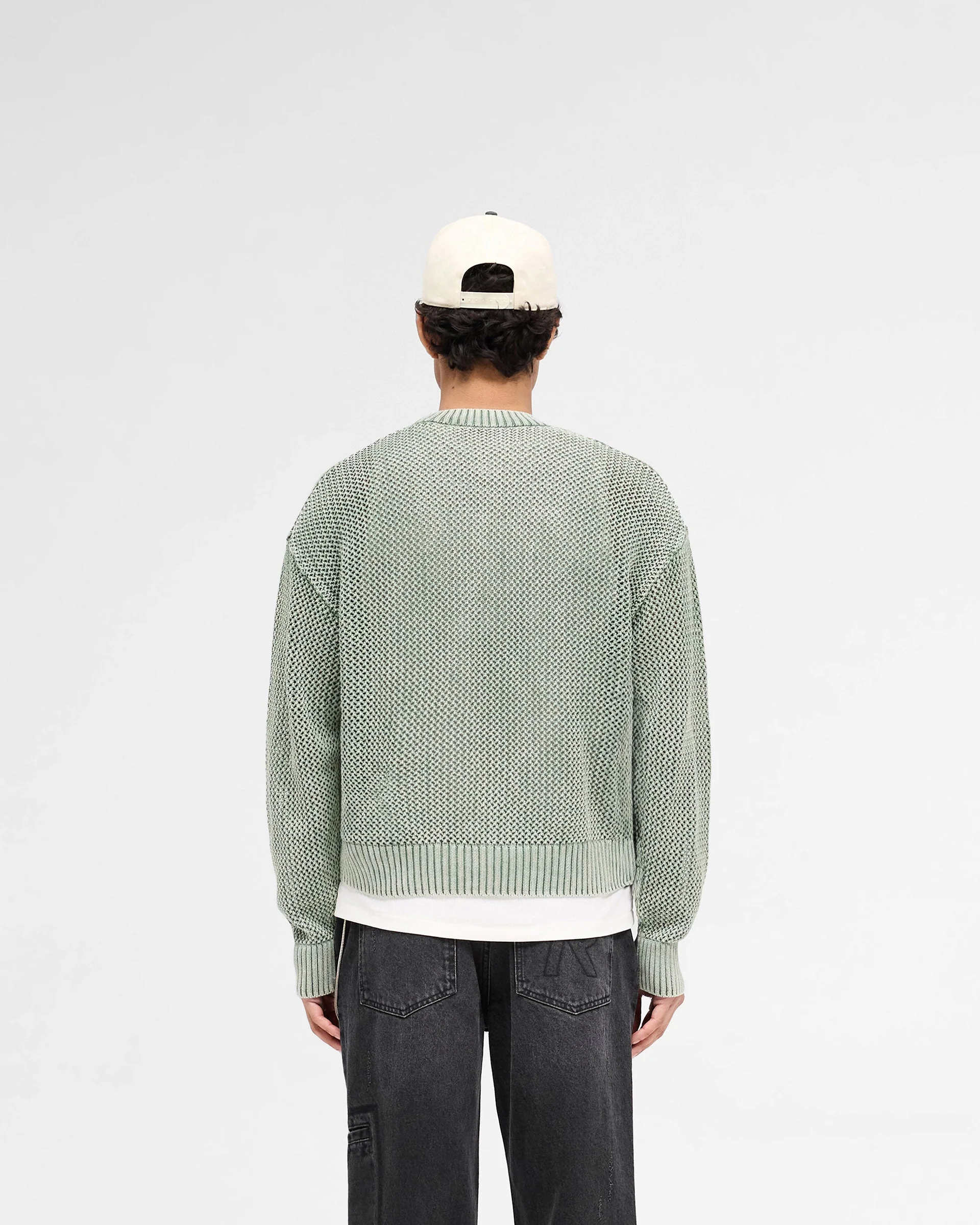 Open Gauge Knit Sweater - Forest Green - Image 4