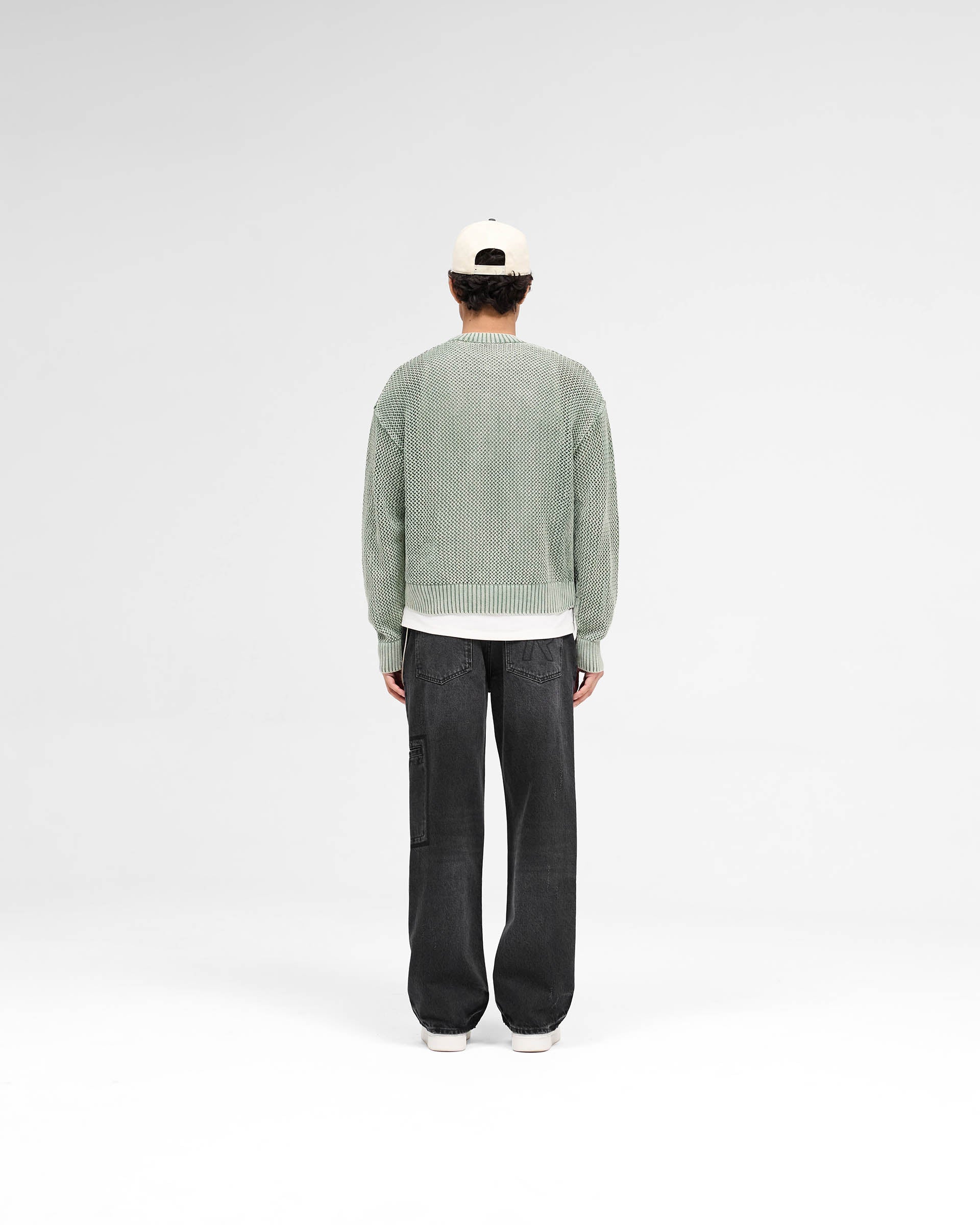 Open Gauge Knit Sweater - Forest Green - Image 7