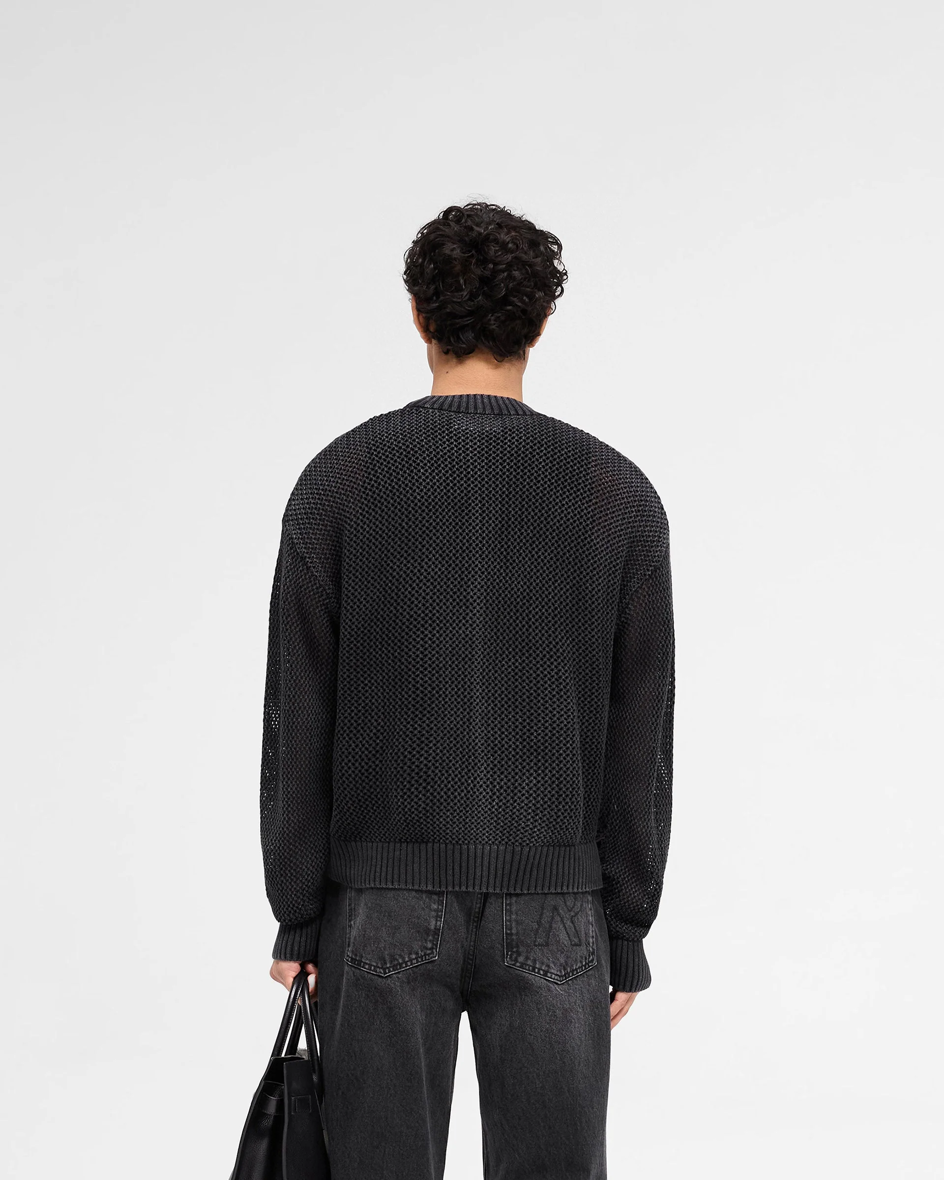 Open Gauge Knit Sweater - Jet Black - Image 4