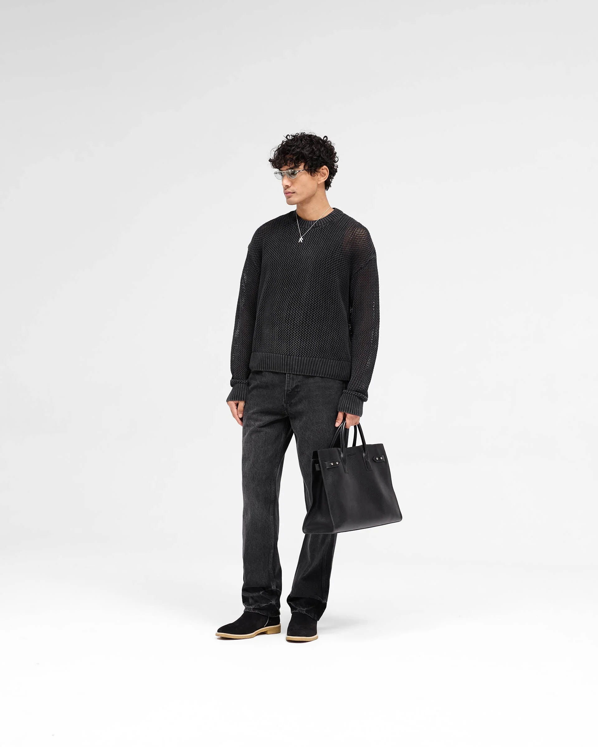 Open Gauge Knit Sweater - Jet Black - Image 6