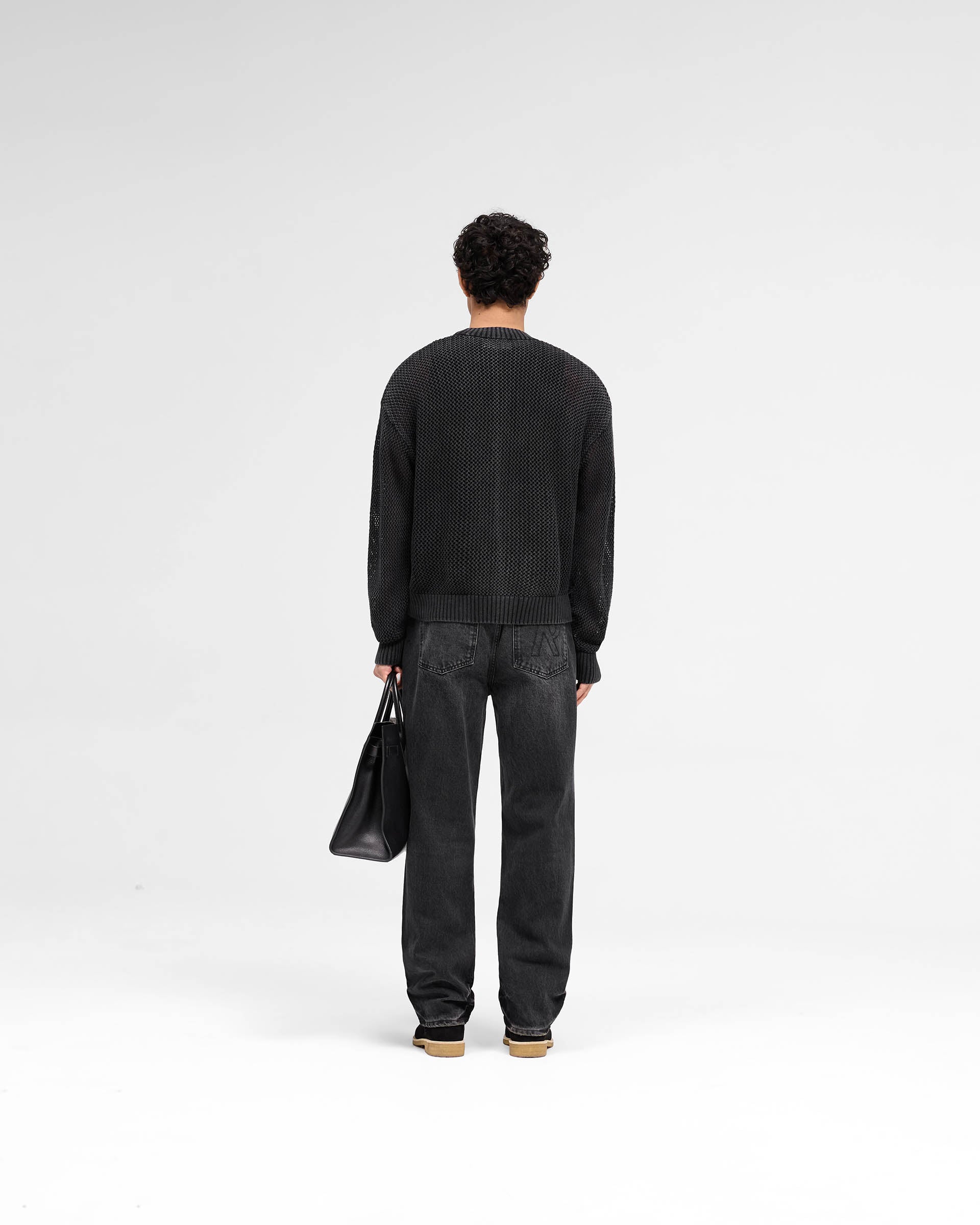 Open Gauge Knit Sweater - Jet Black - Image 7