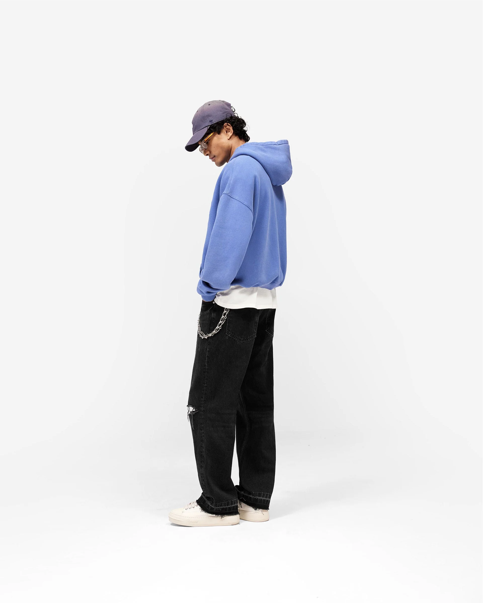 Pegasus Zip Through Hoodie - Indigo - Image 8