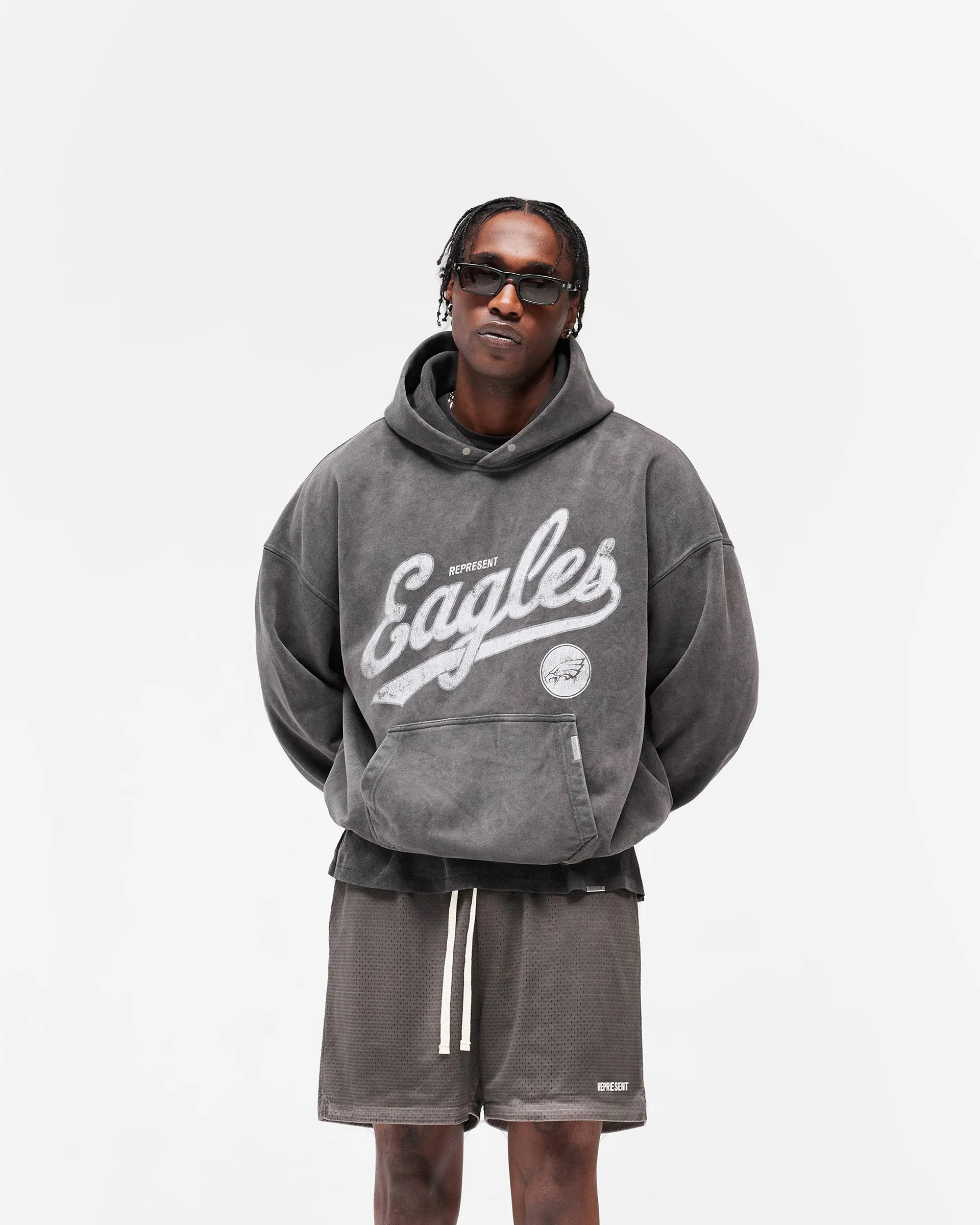 Philadelphia Eagles x Represent Hoodie - Vintage Grey - Image 3