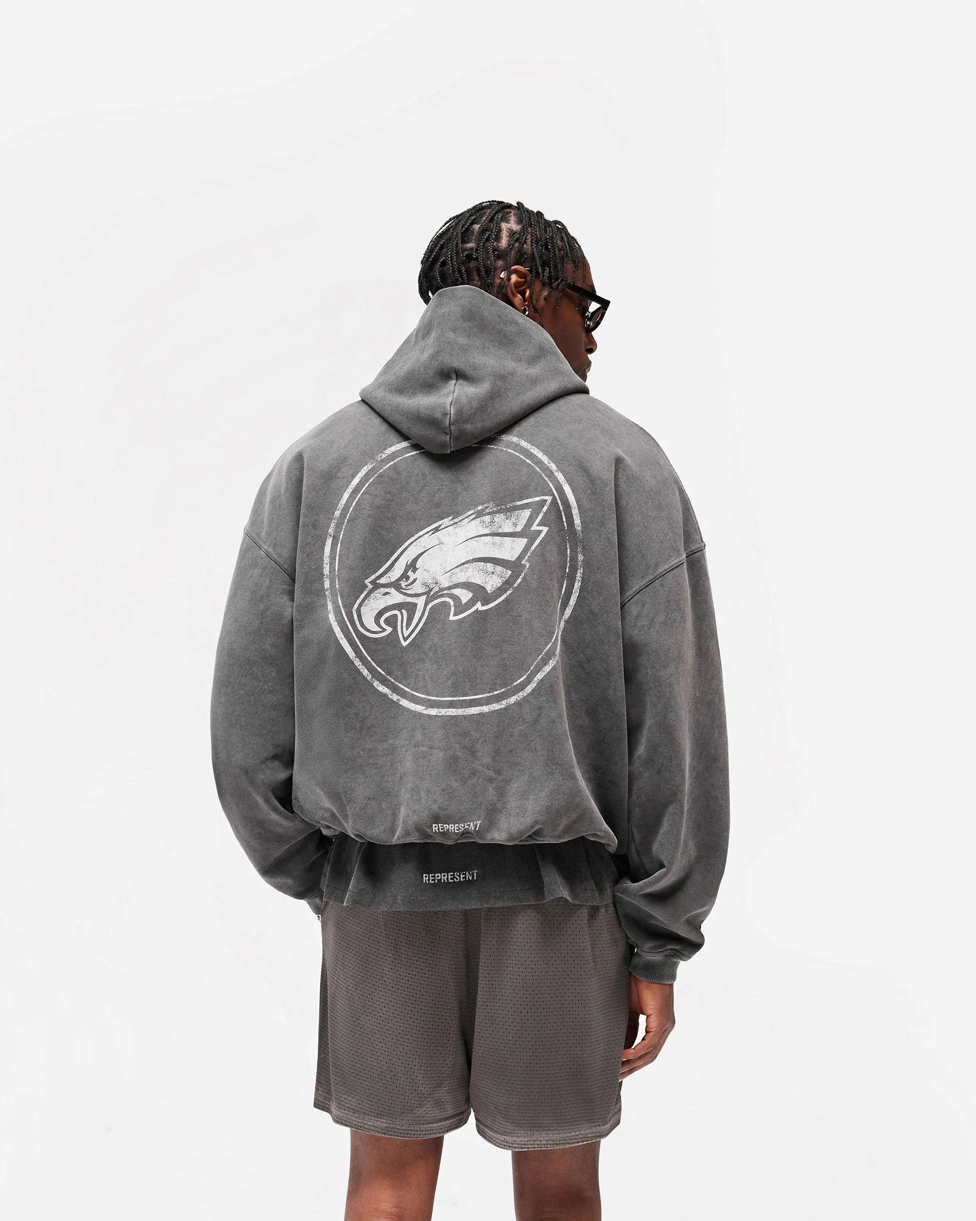 Philadelphia Eagles x Represent Hoodie - Vintage Grey - Image 6