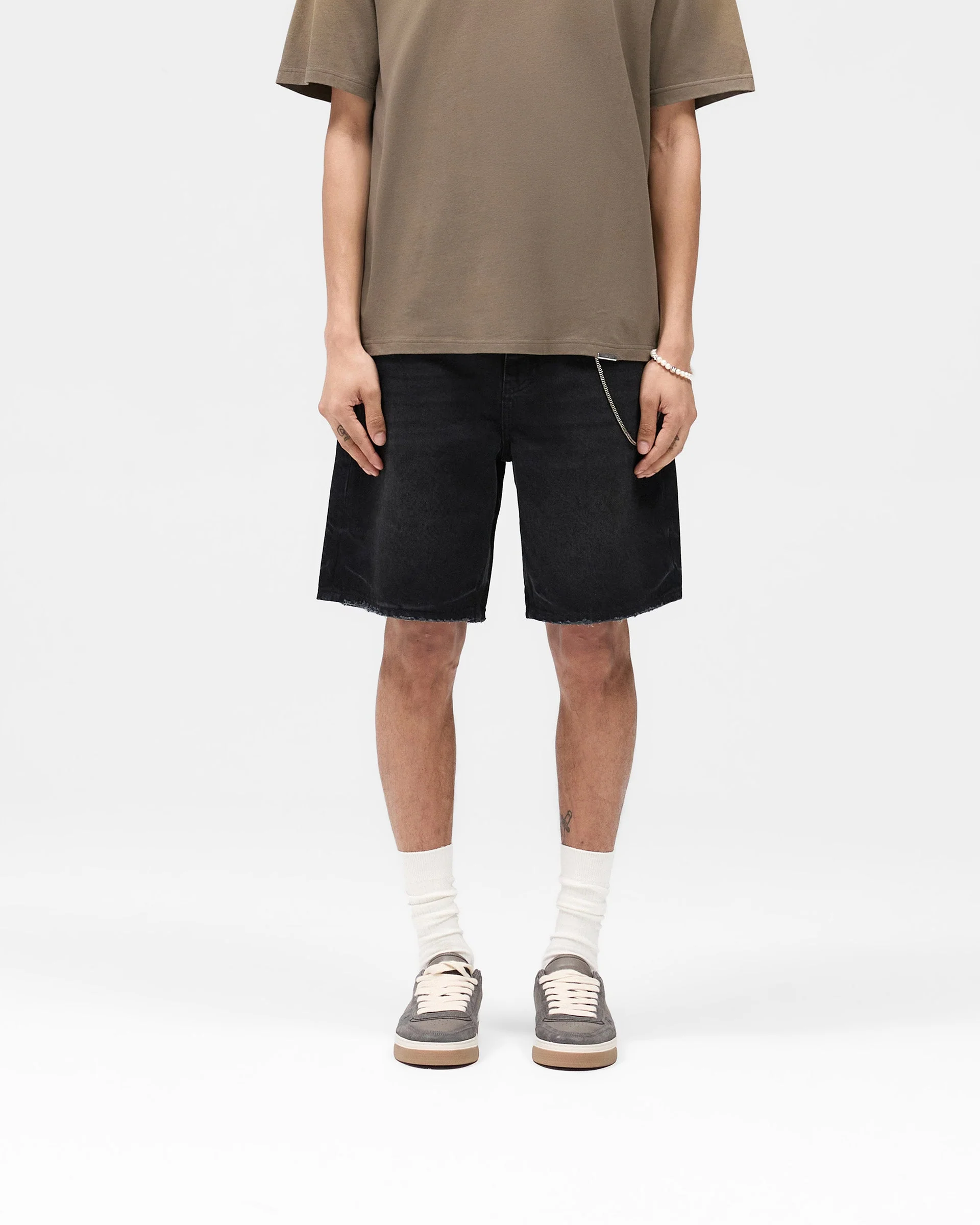 R10T Tailored Denim Shorts - Black - Image 3