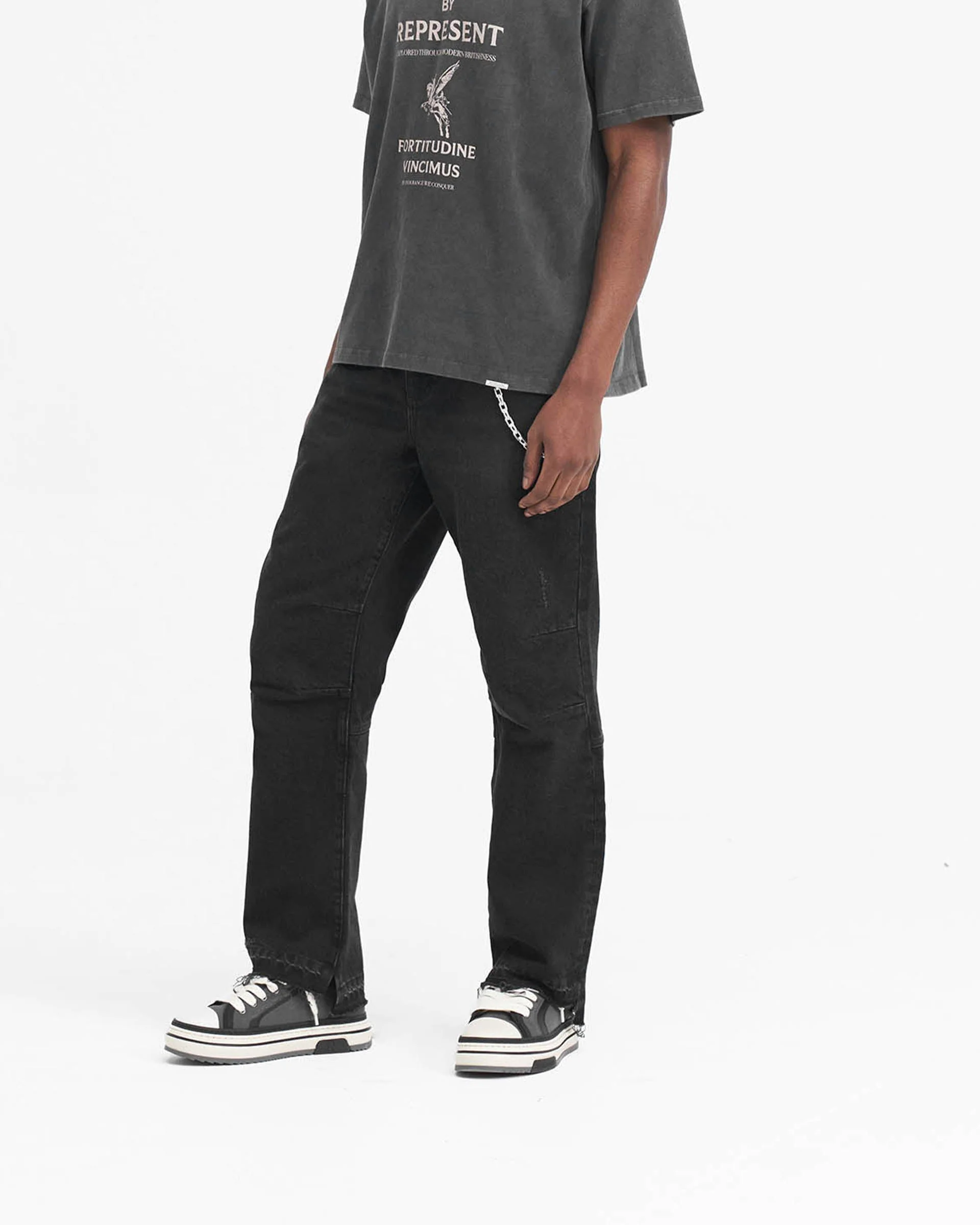 R2 Stepped Hem Denim - Off Black - Image 2