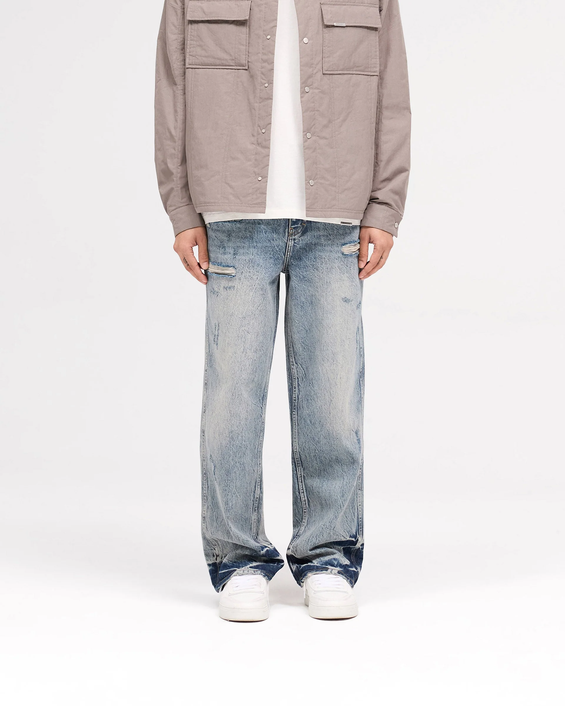 R3 Distressed Baggy Denim - Blue Cream - Image 2